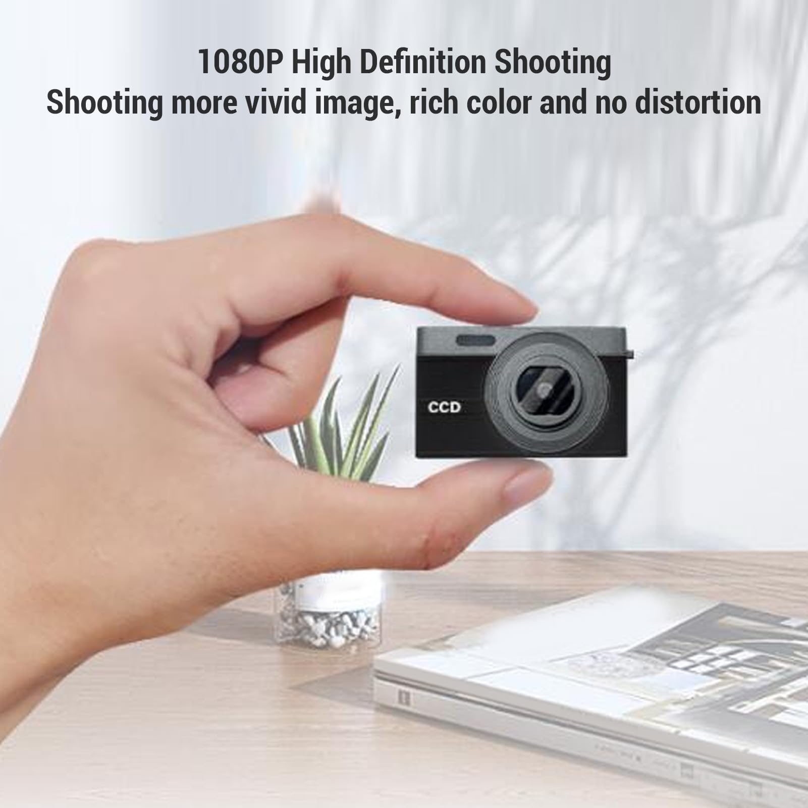 Mini Keychain Camera, Digital Camera with 0.96 Inch Screen 1080P 12MP HD Compact Portable USB Rechargeable Pocket Thumb Camera with Lanyard for Students, Black (64GB)