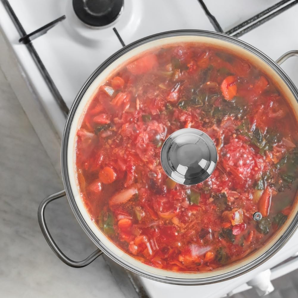 ORION Couvercle En Verre Trempé 26 Cm Avec Anneau Inox – Résiste à La Chaleur Jusqu'à 200°C