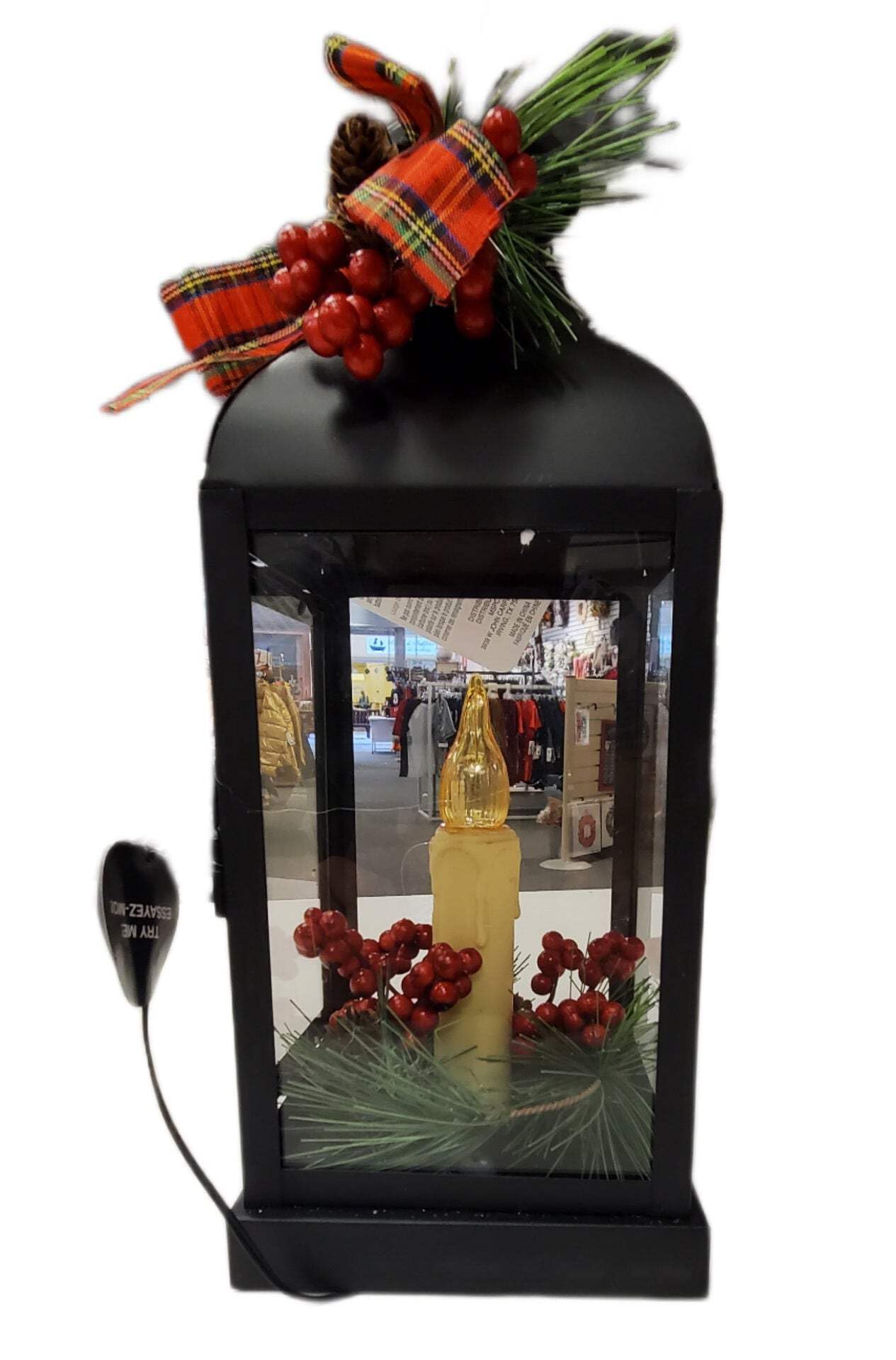 Ashland Black Light-Up Christmas Lantern