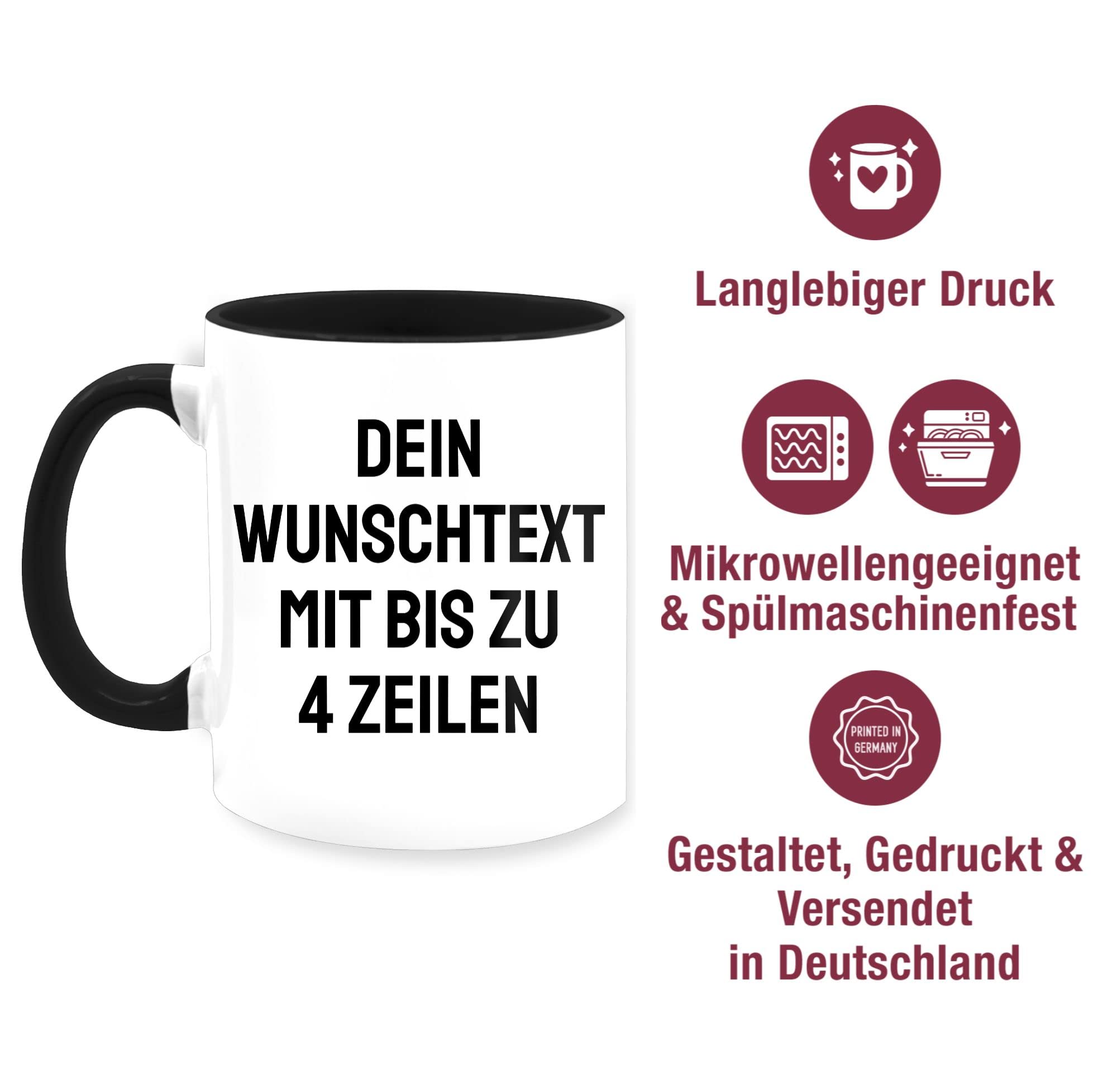 Tasse Tassen 325ml - Aufdruck selbst gestalten - Wunschtext I Eigener Text I Personalisierter Text I Custom Text - 325 ml - Schwarz - namenstassen paartassen personalisierte name glühweintassen