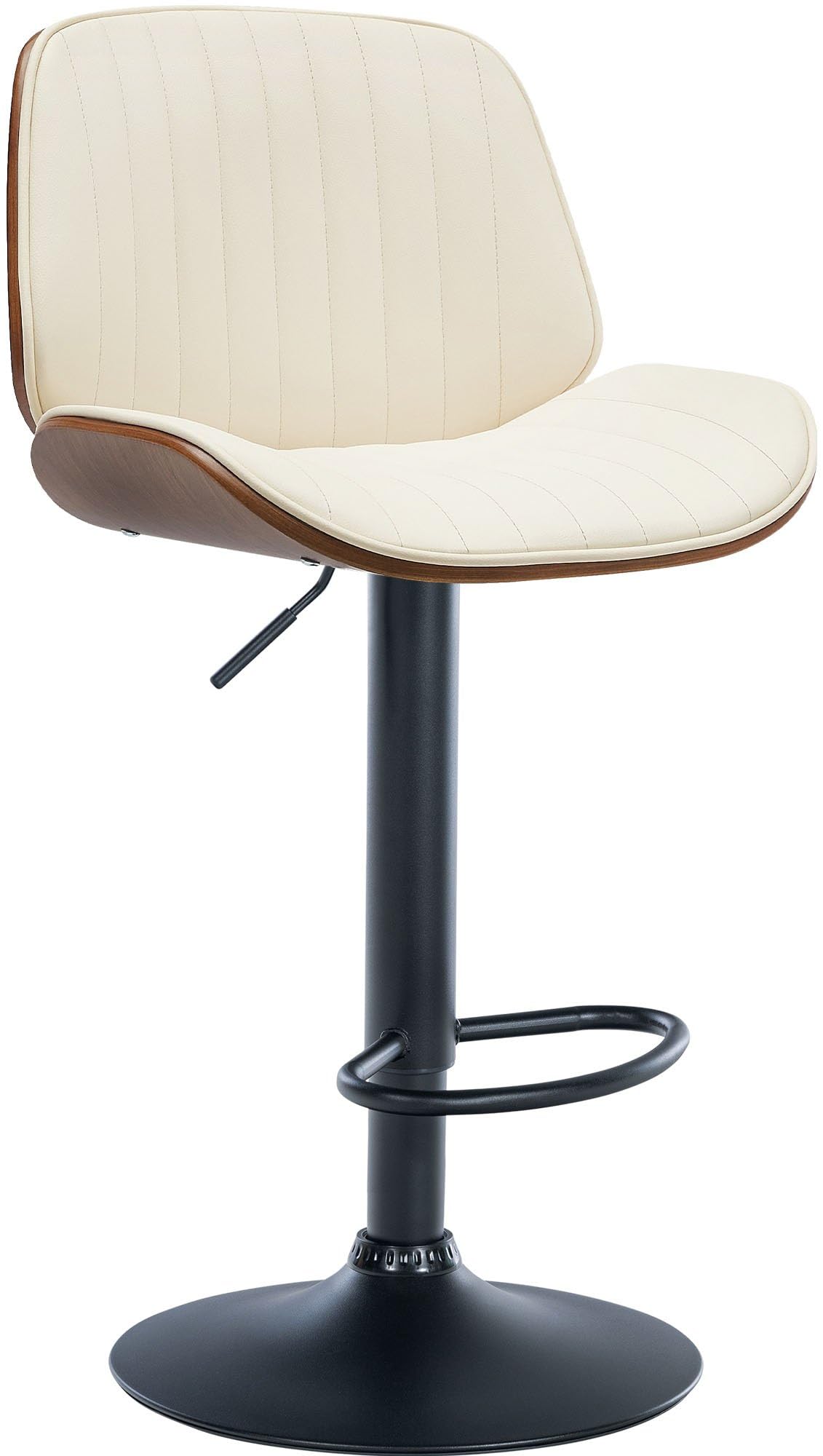 CLP Taburete De Bar Nova En Polipiel con Carcasa De Madera I Silla Giratoria De Cocina con Base Metálica & Reposapiés, Color:Nuez/Crema