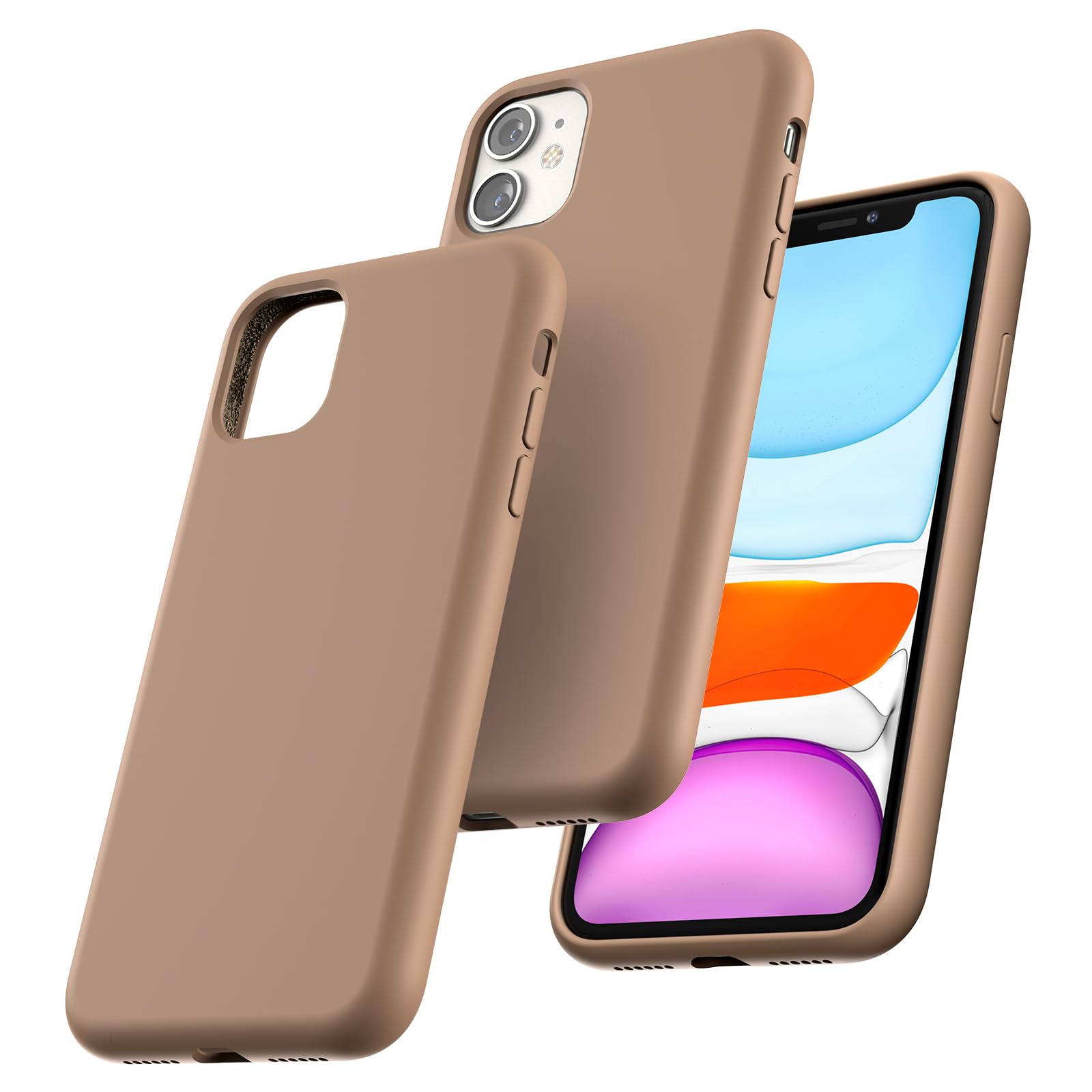 TOCOL for iPhone 11 Case, Slim Silicone Case for 11 6.1 Inch, Precise Fit, Anti-Slip, Drop Protection, Light Brown