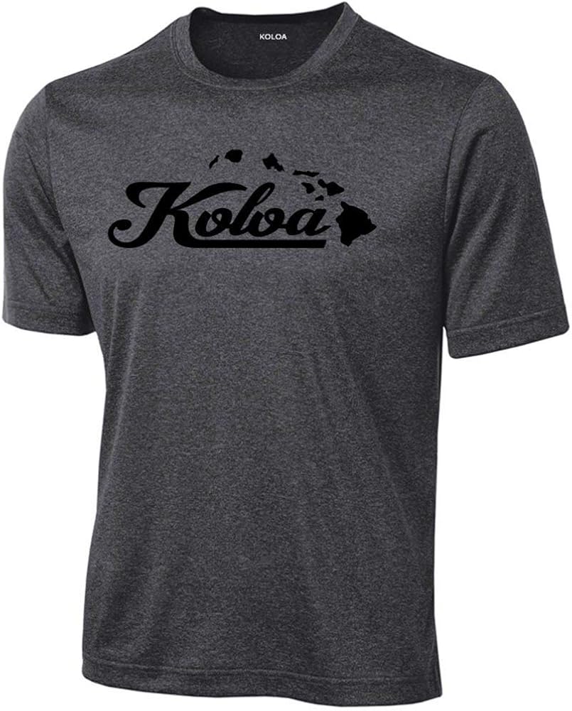 Koloa Surf Moisture Wicking Graphic Dri-Equip Shirts in Regular Big & Tall Sizes 4X-Large Dark Heather With Black Islands
