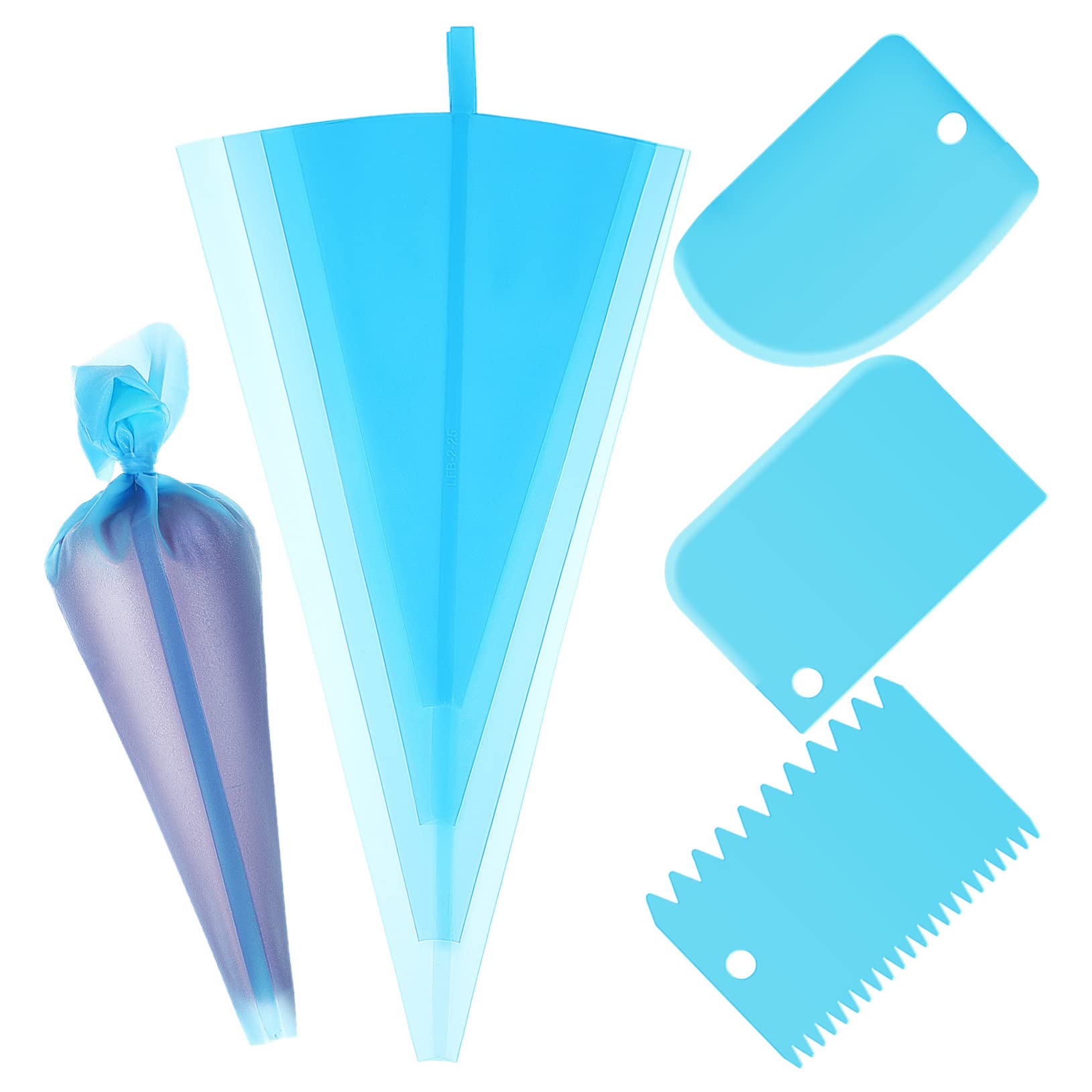 ABOOFAN 4pcs Food-grade Tpu Piping Bags Set for Baked Goods with 3 Plastic Scrapers for Easy Decorating