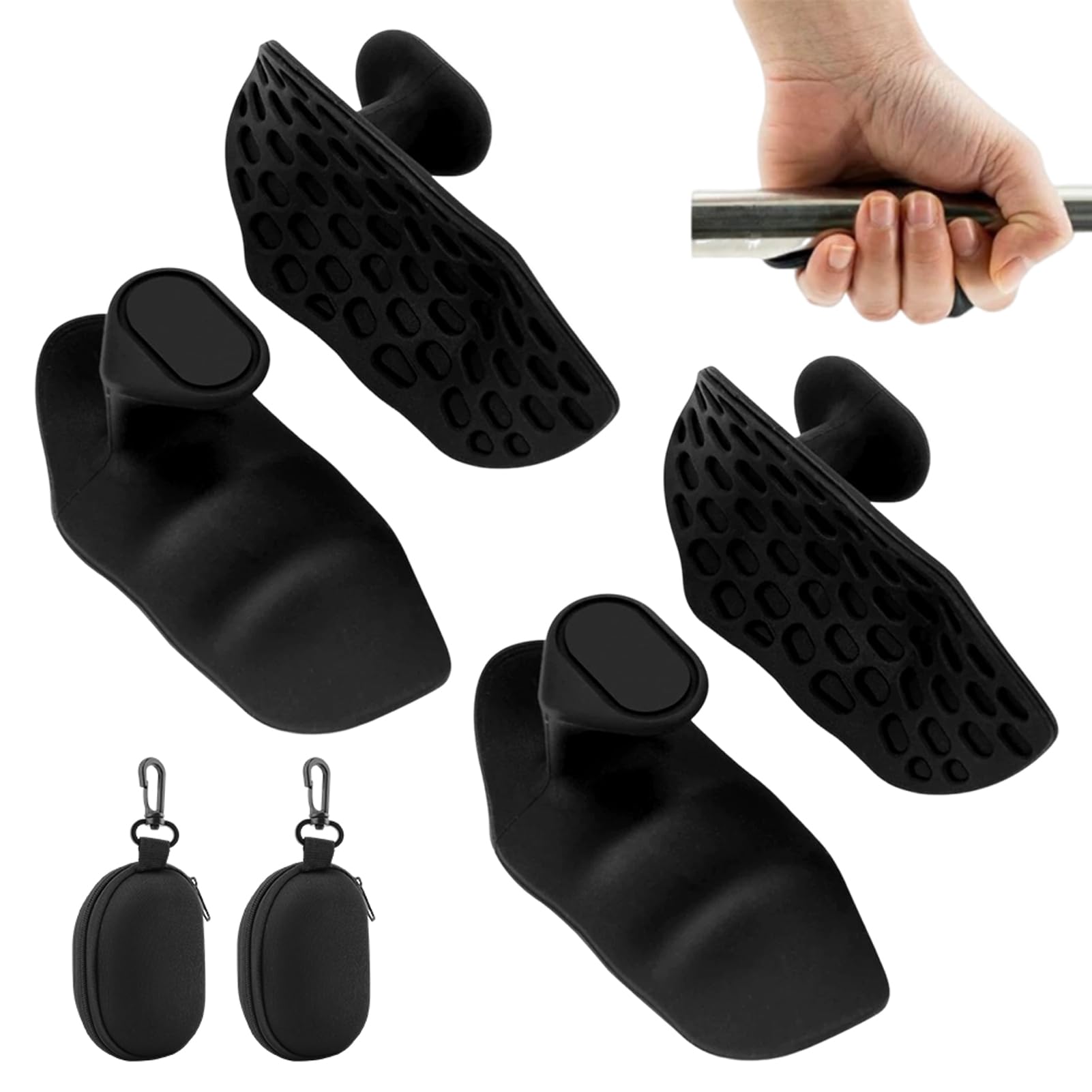 2 Pairs Anti-Slip Gym Hand Grips for Weight Lifting Grips, Silicone Weight Training Gloves, Workout Barbell Hands Palm Protector Grip Pads for Men Women, Gym Accessories for Exercise Bodybuilding