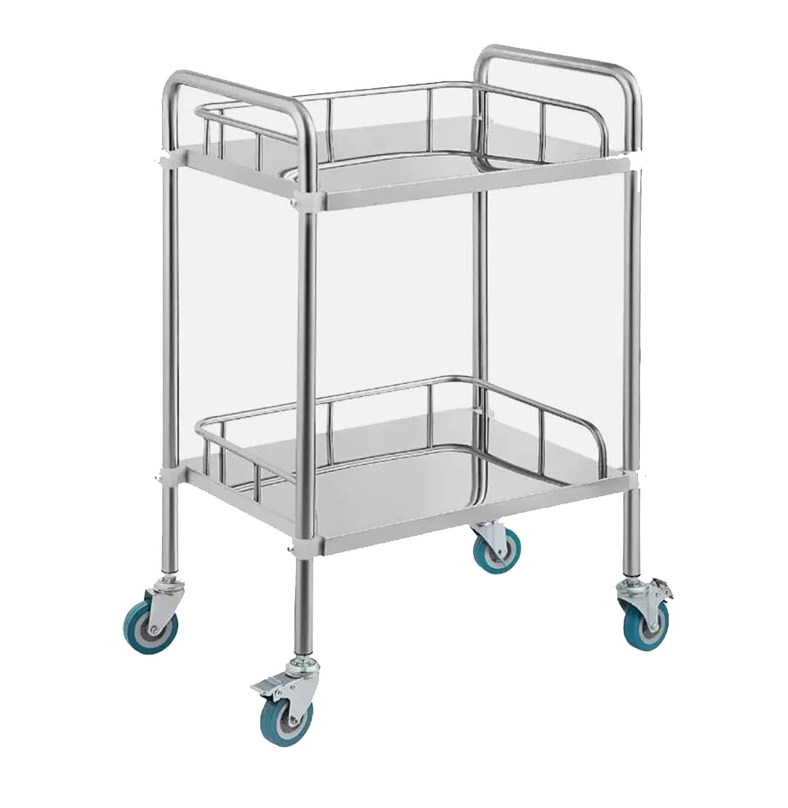TKJfdTY 2-Tier Lab Cart With Wheels Stainless Steel Rolling Cart, Hospital Equipment Portable Serving Trolley, Utility Cart For Clinic, Lab, Salon, 2-Tier,2