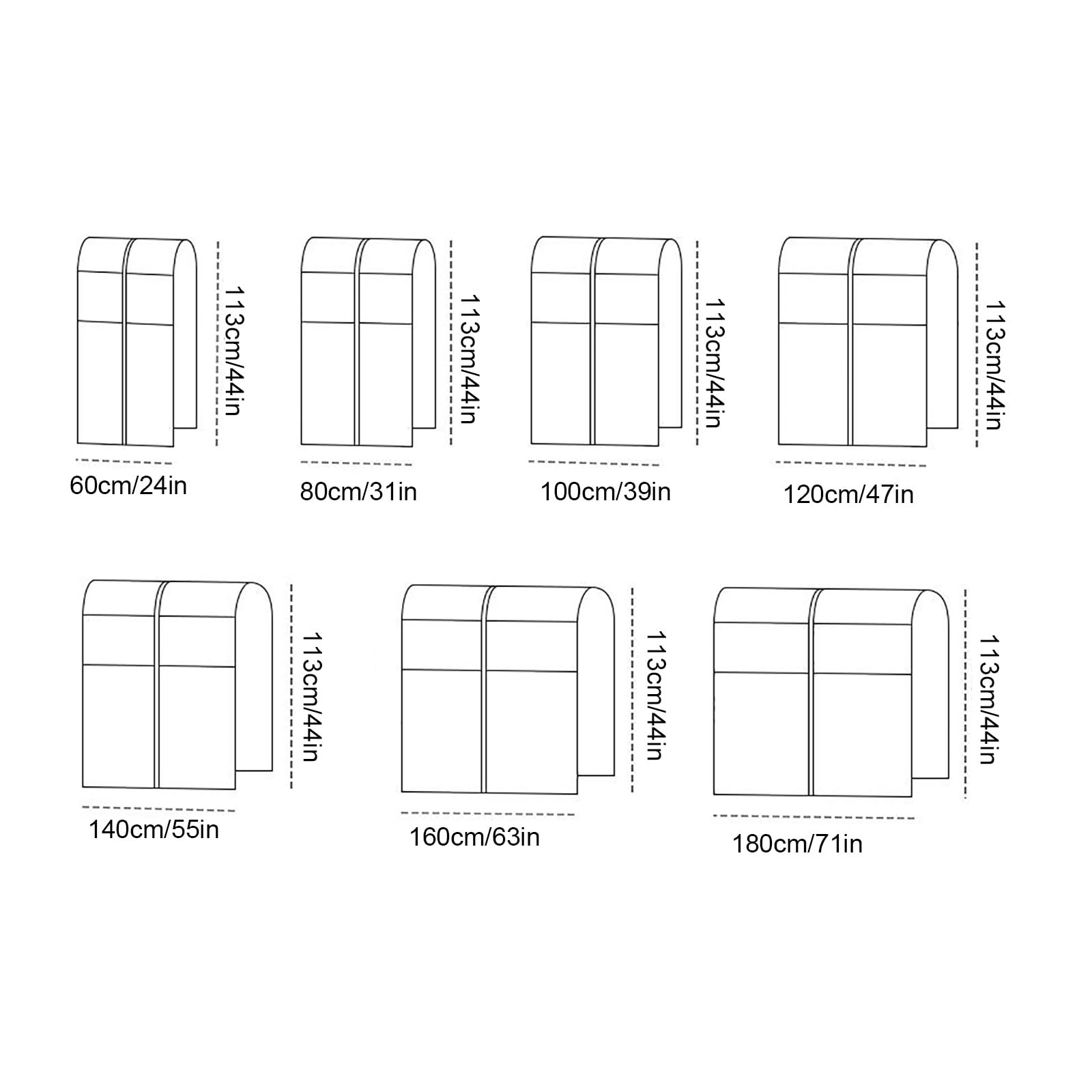 Funda Burro Ropa, Funda Ropa Armario, Abrigos, Trajes, Fundas Ropa con Ventana de PVC Transparente (Varilla para Colgar No Incluida)(Blue,140 * 113cm/55 * 44in)