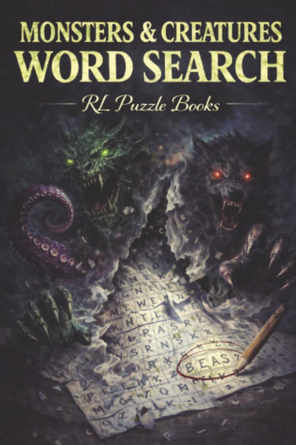 Monsters & Creatures Word Search: Fantasy Horror Puzzle Book for Adults & Teens Featuring Mythical Creatures, Beasts, Monsters and Relaxing Brain Games