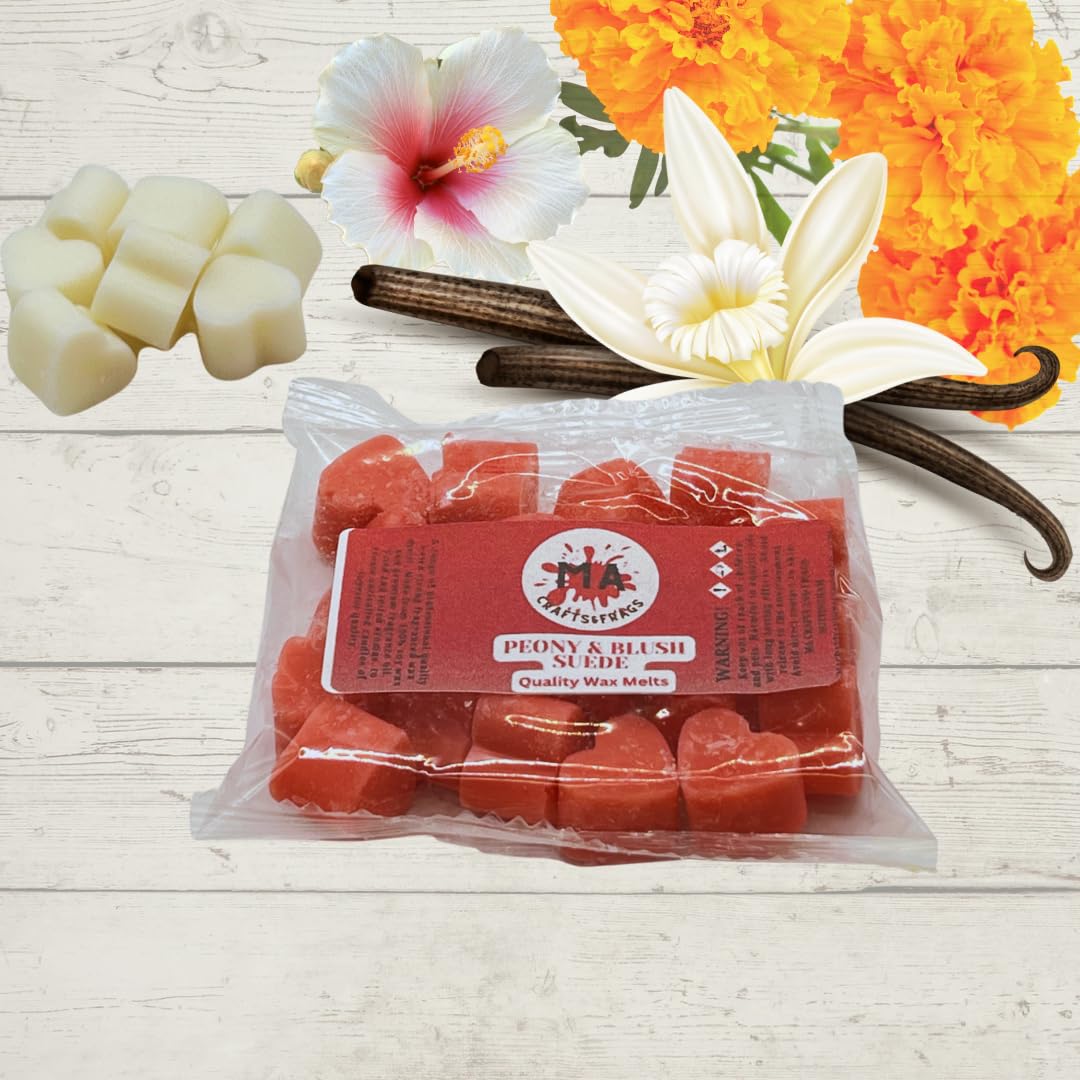 20 x Highly Scented Wax Melts Mini Hearts Handmade, Cruelty Free, Vegan Many fragrances (Peony & Blush)