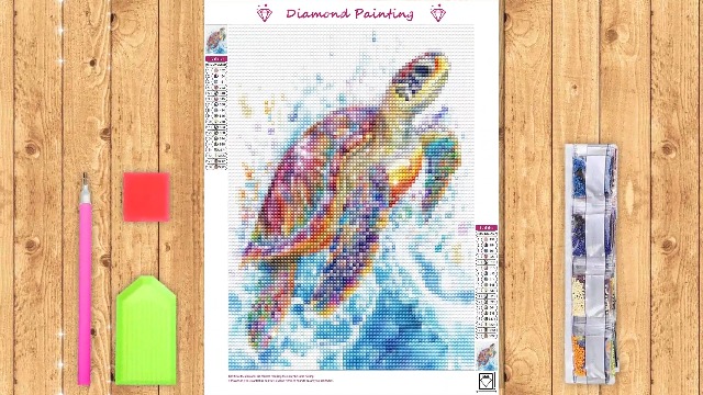 106]DIY Diamond Painting Tortue De Couleur Complet Kits, 5D Broderie Peinture Diamant Painting Animal Kit Complet-60x60cm - Maison
