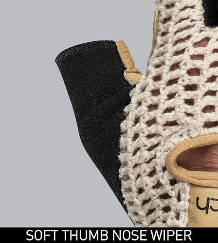 Miniatura 7 de AEROTECHDESIGNS Guantes de ciclismo de ganchillo Palmas acolchadas de gel extra gruesas Cuero natural y algodón