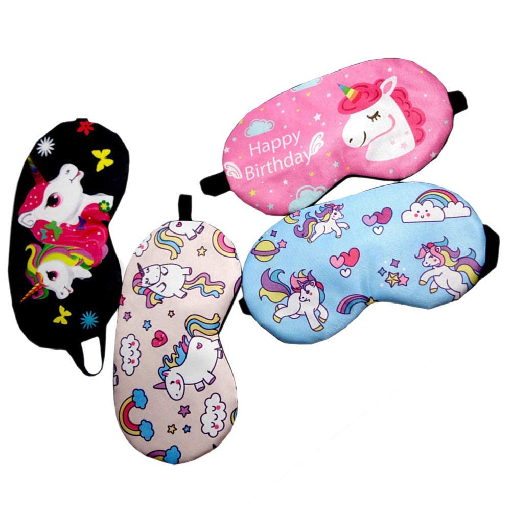 - 4 antifaz para dormir, diseño de unicornio, para dormir, para niños ( + rosa rojo + rosa + azul)