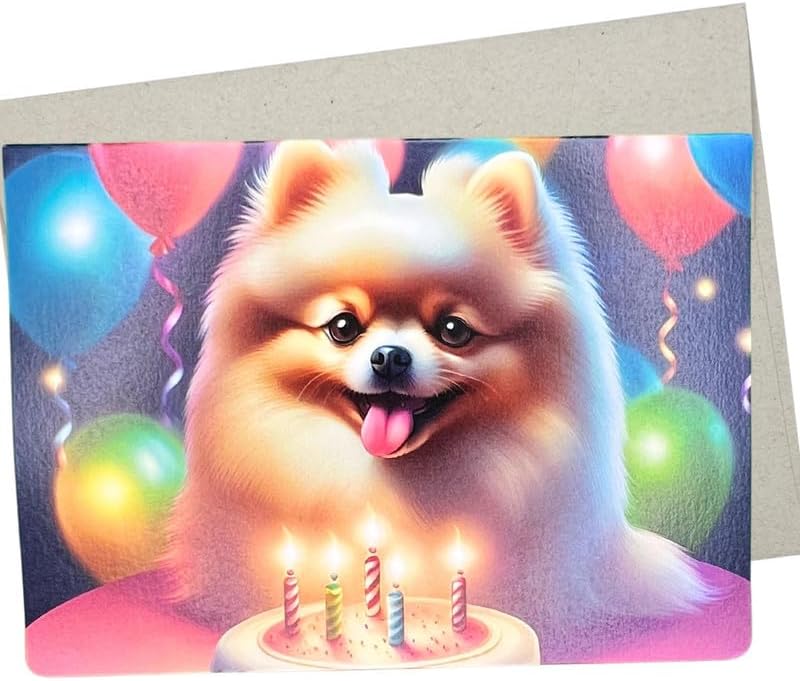 Whitman and Daughter Tarjeta de cumpleaños de Pomerania, tarjeta de feliz cumpleaños para perro (1 tarjeta plegada de alta calidad, interior en Whitman and Daughter Tarjeta de cumpleaños de Pomerania, tarjeta de feliz cumpleaños para perro (1 tarjeta plegada de alta calidad, interior en