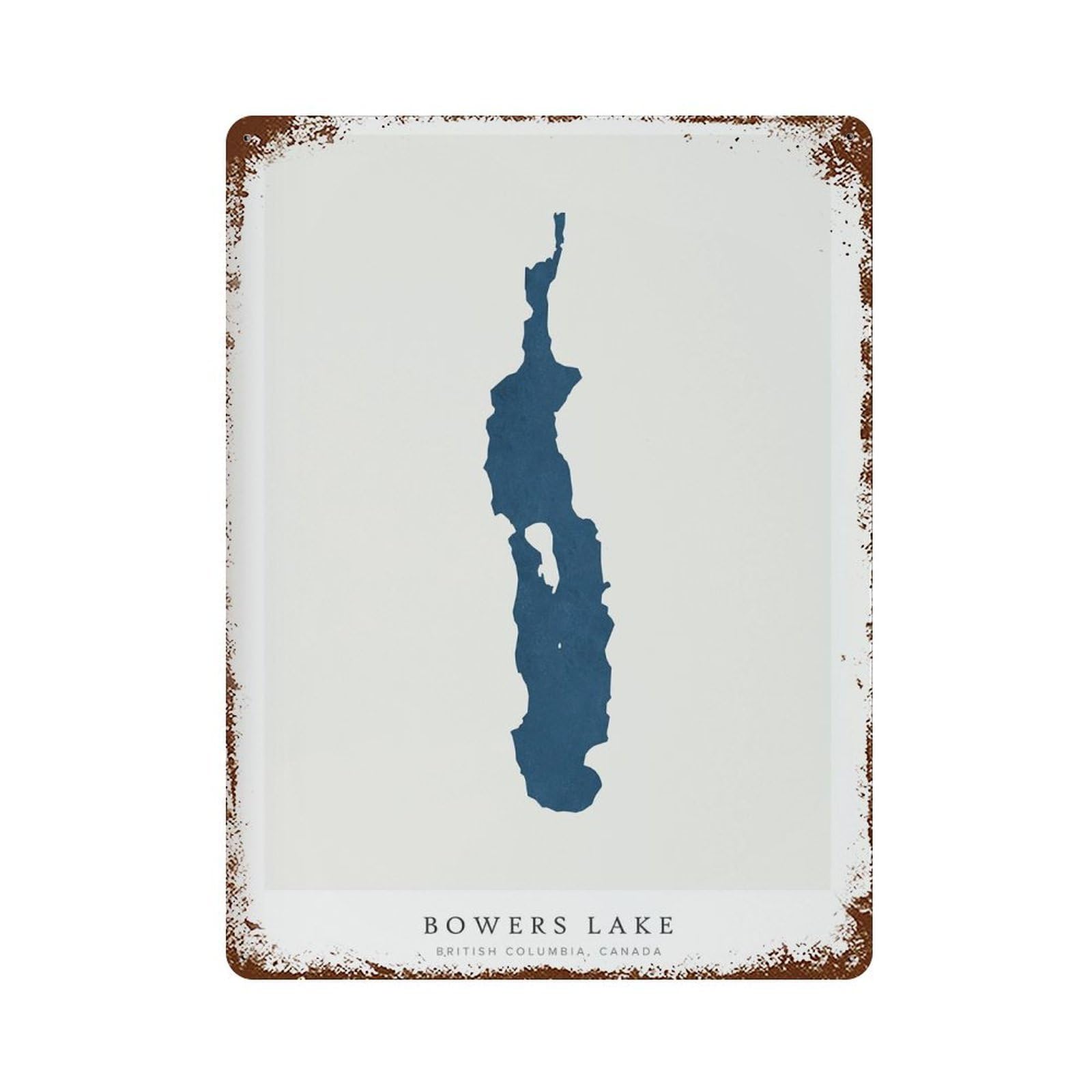 xiaoxiaoshen Bowers Lake Map British Columbia (2) Wall Decor Art Metal Tin Poster Modern Home Decor Art Home Bar Shop Decorations Vintage Sign 40x30cm