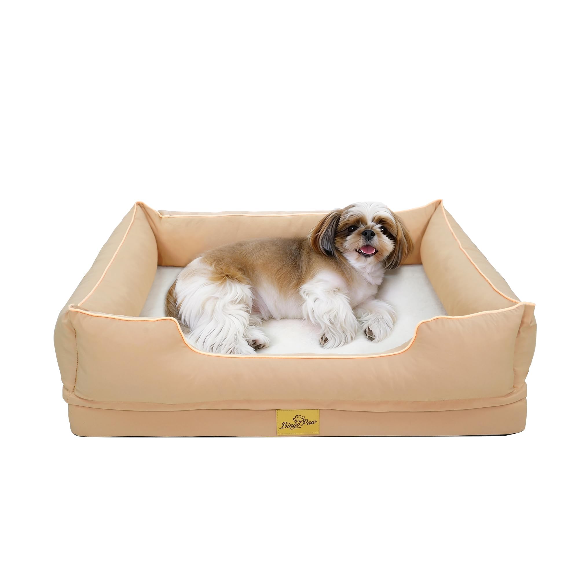 BingoPaw Orthopädisches Hundebett für kleine mittelgroße große Hunde, grau beige