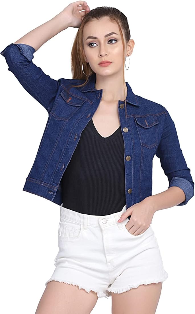 Full sleeve solid women's denim jacket Clearance