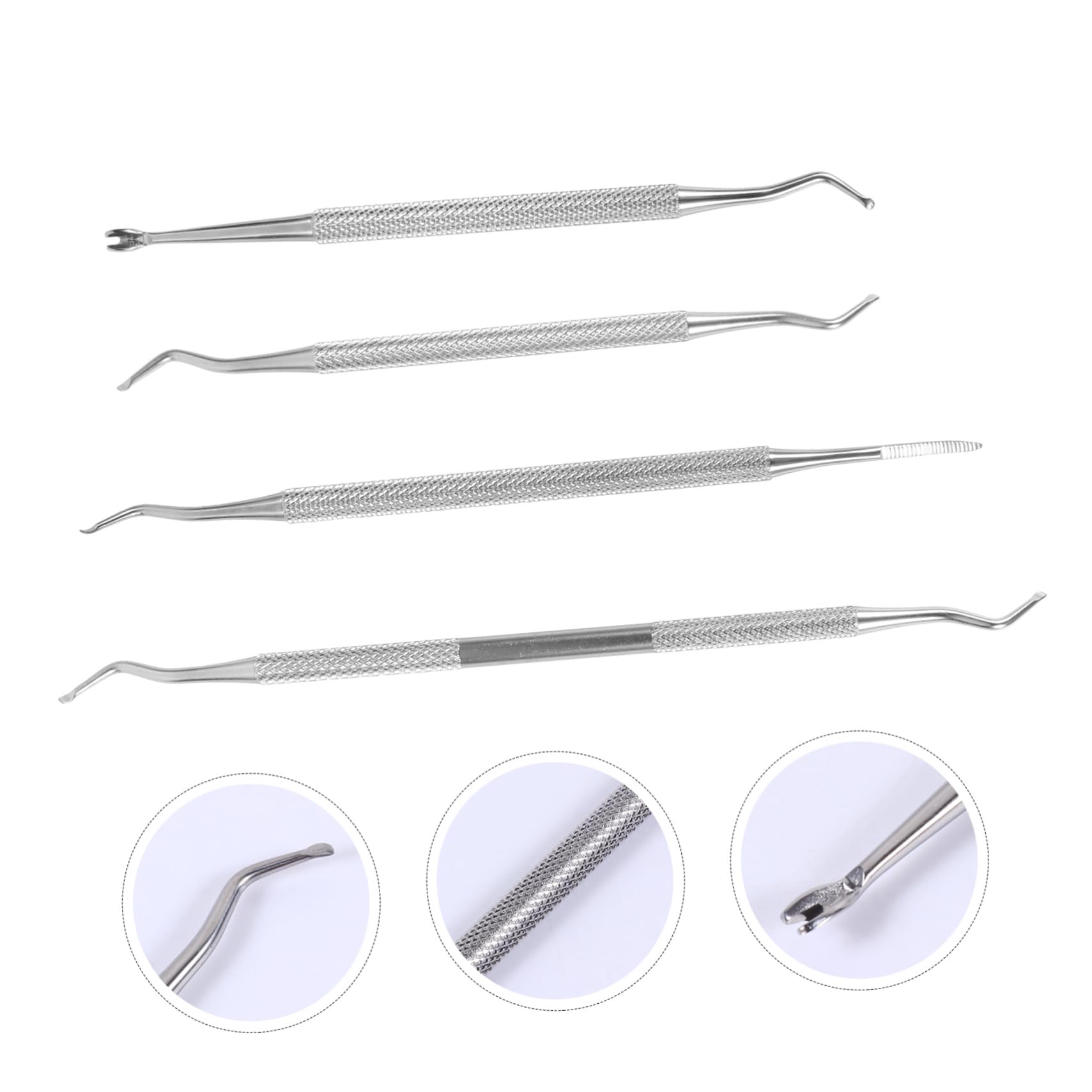 FOMIYES Quality Stainless Steel Nail Pusher Tools 4pcs Set Nail Art Cuticle Pusher Smooth Edges for Comfortable Use