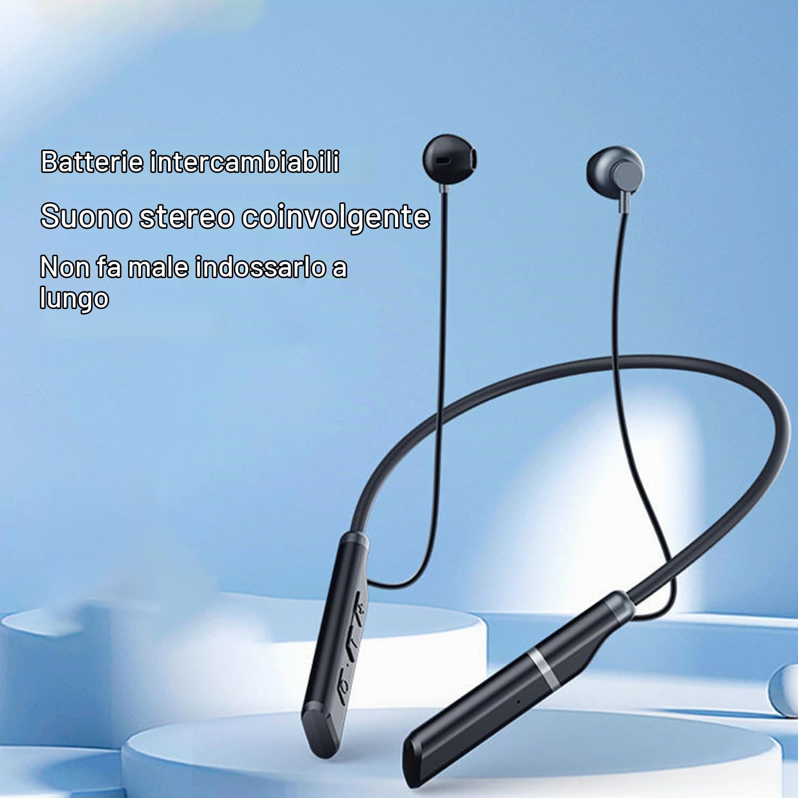 Cuffie senza fili con fascia per il collo Bluetooth 5.3, auricolari con cancellazione del rumore dei bassi profondi con microfono, auricolari sportivi a prova di sudore