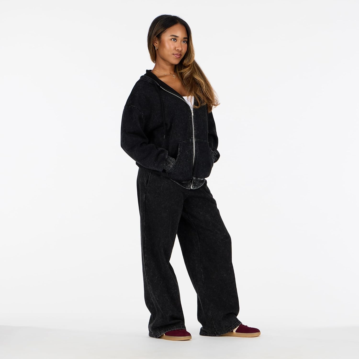 Forever 21 womens Oversized Zip-up Enzyme Wash Hoodie - Image 3