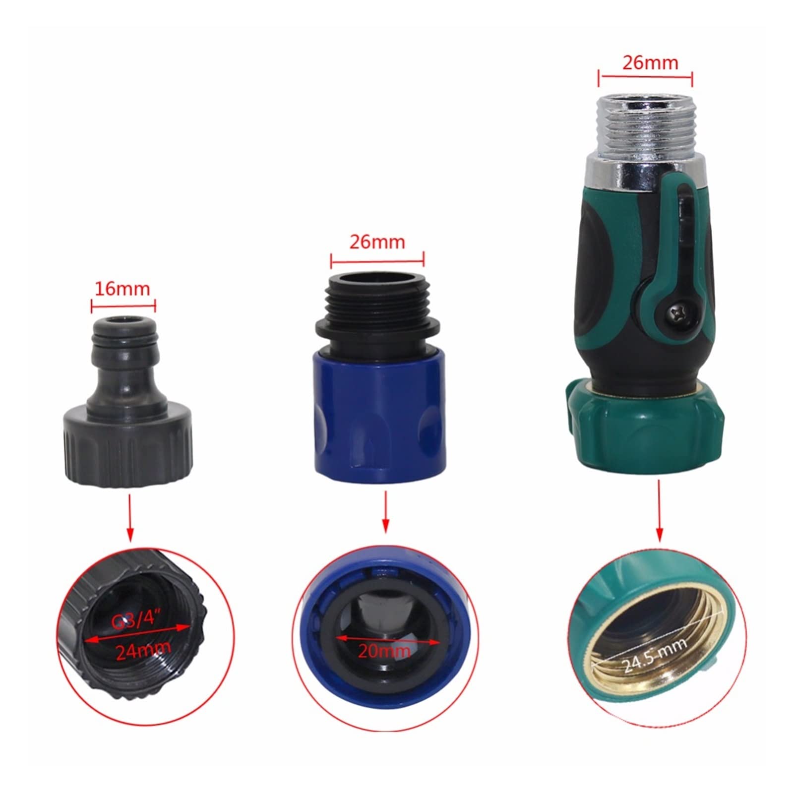 Adaptador de Conector de Utilidad Adaptador de Conector de Manguera 1 Juego de Kits Deua Rosca Estánde 3/4 de Pulgada Conector Recto Y de 4 Vías Accesorios para de Riego de Jardín/Cctor de 4 Vías