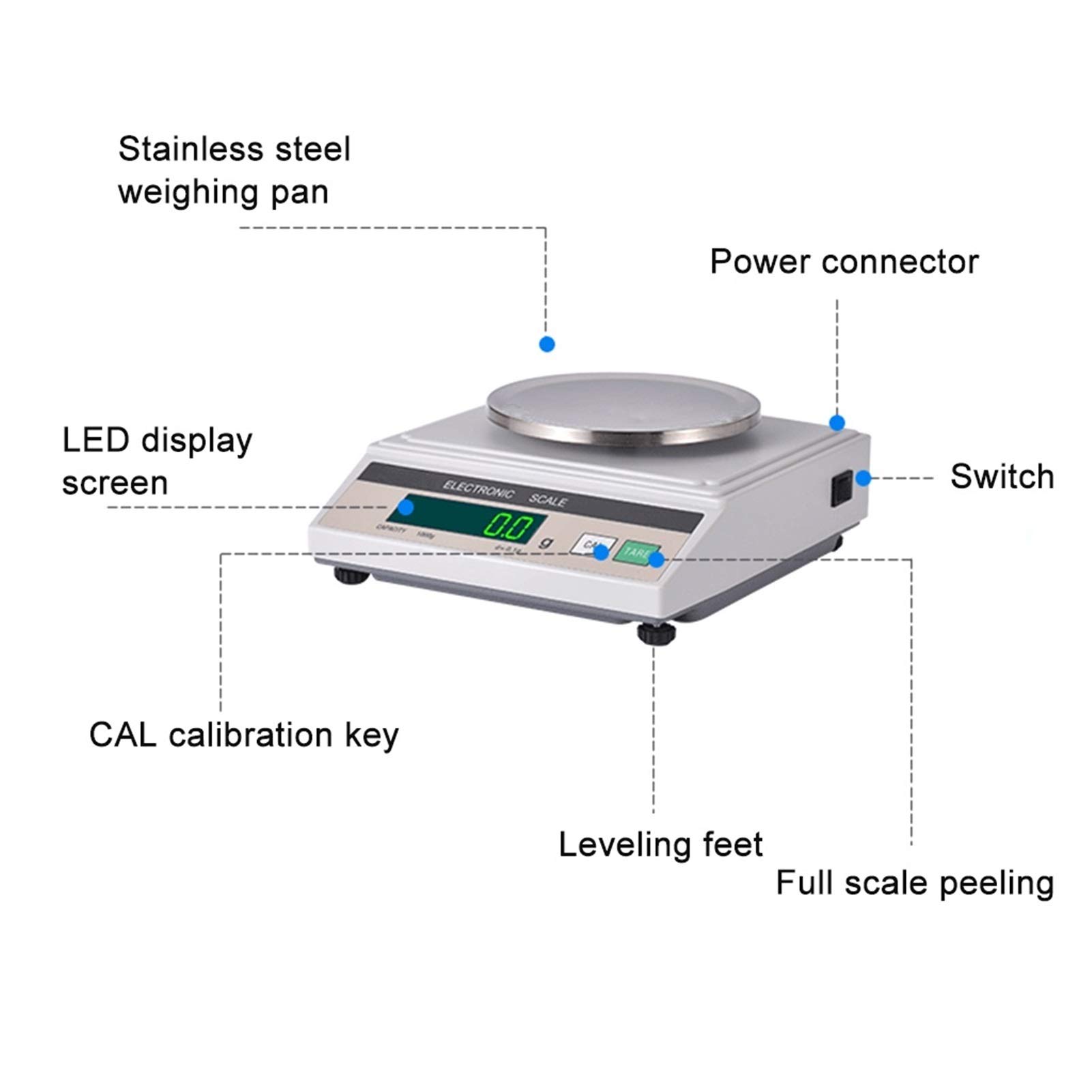 Balanza de Laboratorio Digital, pesaje en Gramos, balanza electrónica de Alta precisión, pesaje científico, joyería, Industria y conteo, 1000 g/1 g,1000g/1g