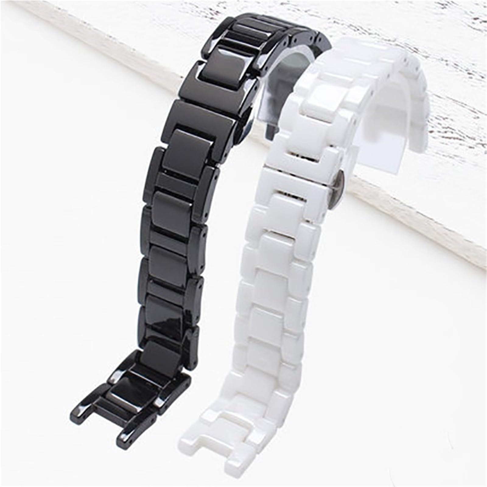 Correa de Reloj de cerámica cóncava de 20 x 11, 18 x 10 y 16 x 9 mm, Ideal para Hombres y Mujeres (Blanca, 20 mm)