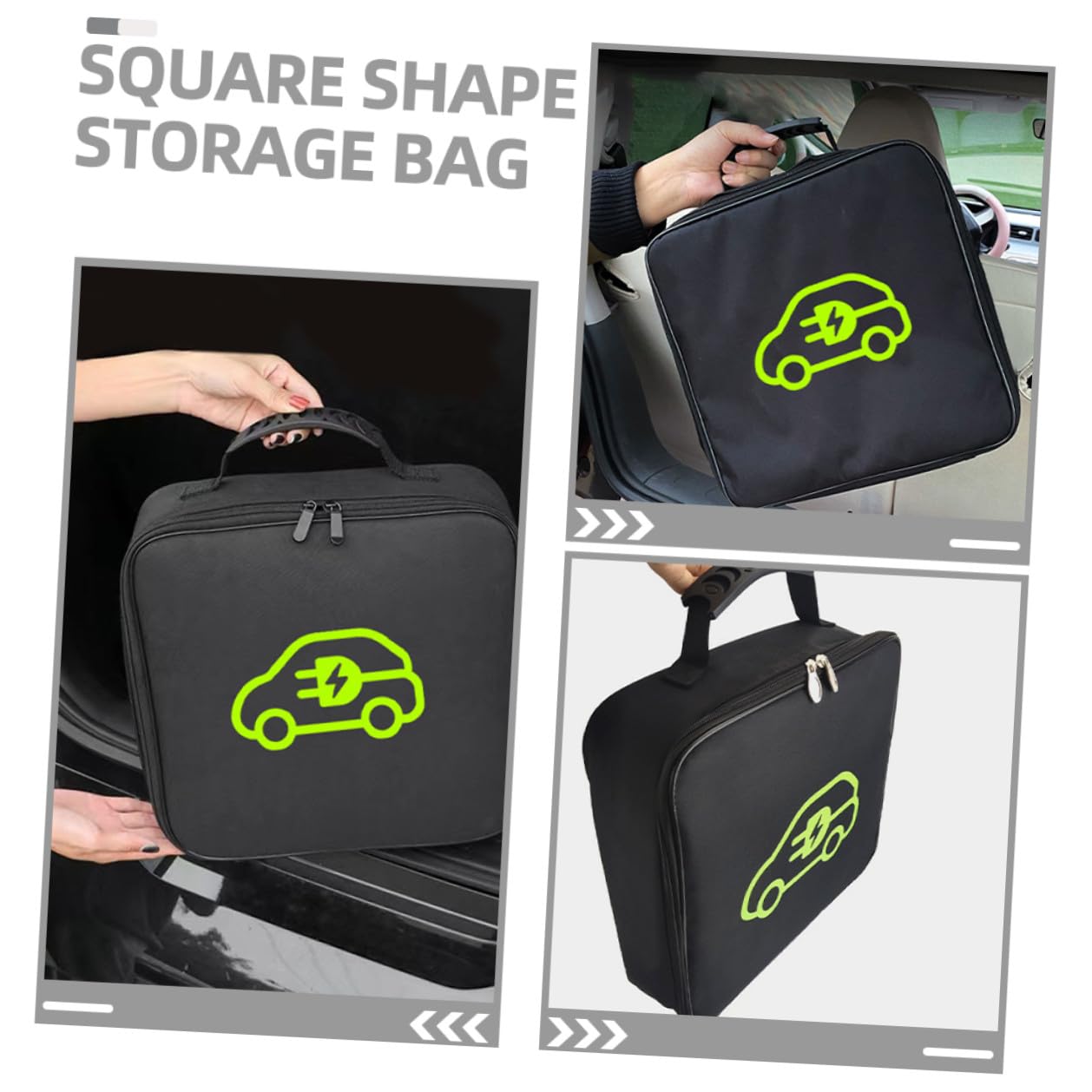 Bolsa para Cables de Carga de Vehículos Eléctricos Resistente al Agua y Ignífuga Soporte Cuadrado de Almacenamiento Portátil para Cables y Adaptadores Organizador Práctico para