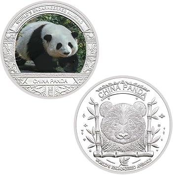 Novelty Panda Coin Silver-Plated Collectible Round Commemorative Coins Double Sided Metal Coin Gifts in Capsule Strolling