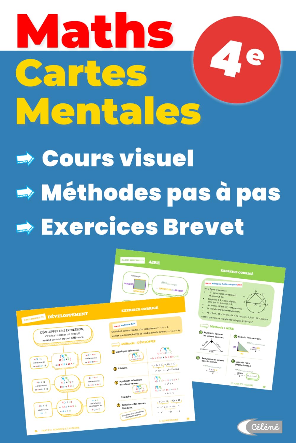 Maths 4e – Cartes Mentales: Cours visuel, méthodes pas à pas et exercices Brevet pour réussir facilement en mathématiques