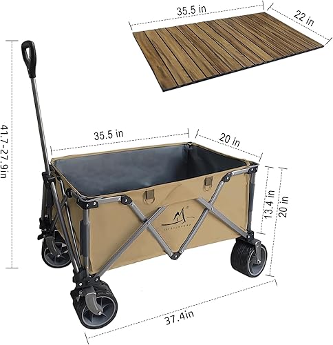 Miniatura 9 de SENOSUR HOME Carros de playa plegables y resistentes con mesa plegable, red de carga color marrón