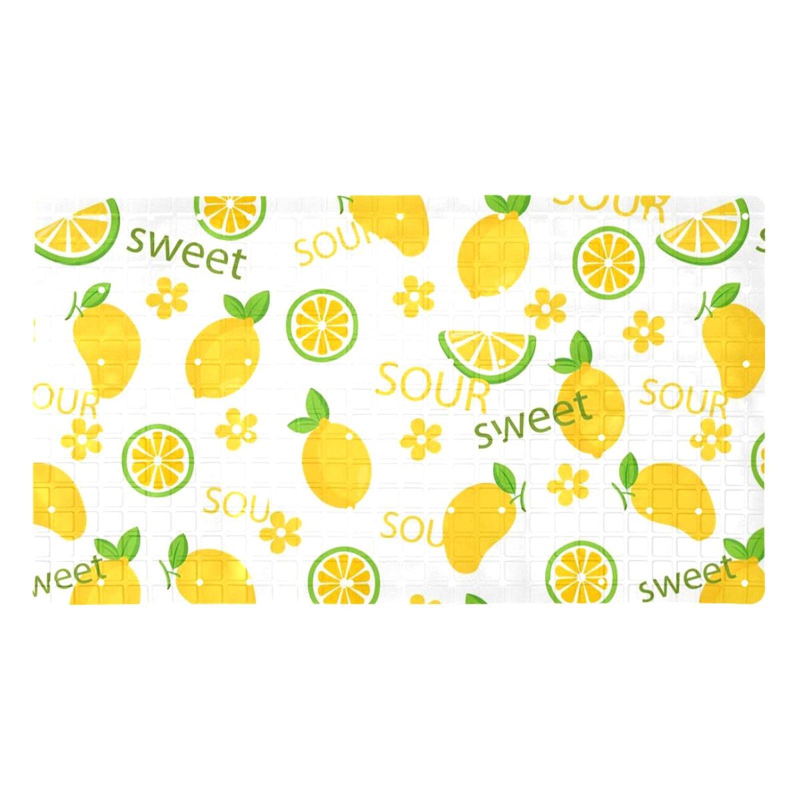 Tapis de bain antidérapant 40x70 cm à ventouses motif citrons