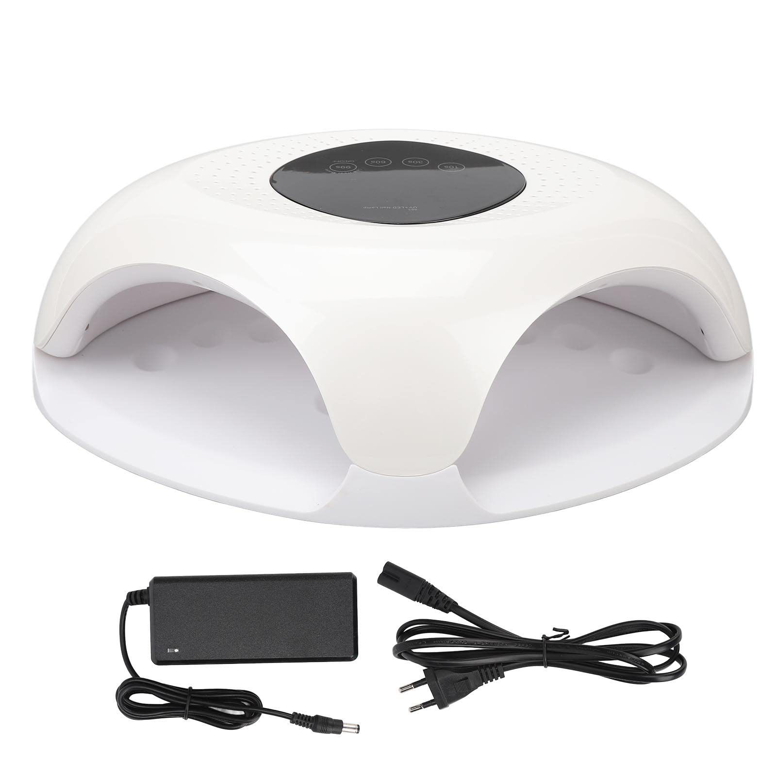 UV-LED-Nagellampe, Nageltrocknerlampe, 4 Timer-Einstellungen, weiß, Modisch, 100–240 V, 60 W, Sichere Aushärtungslampe für Nagelstudio für Nagelkünstler (EU-Stecker)