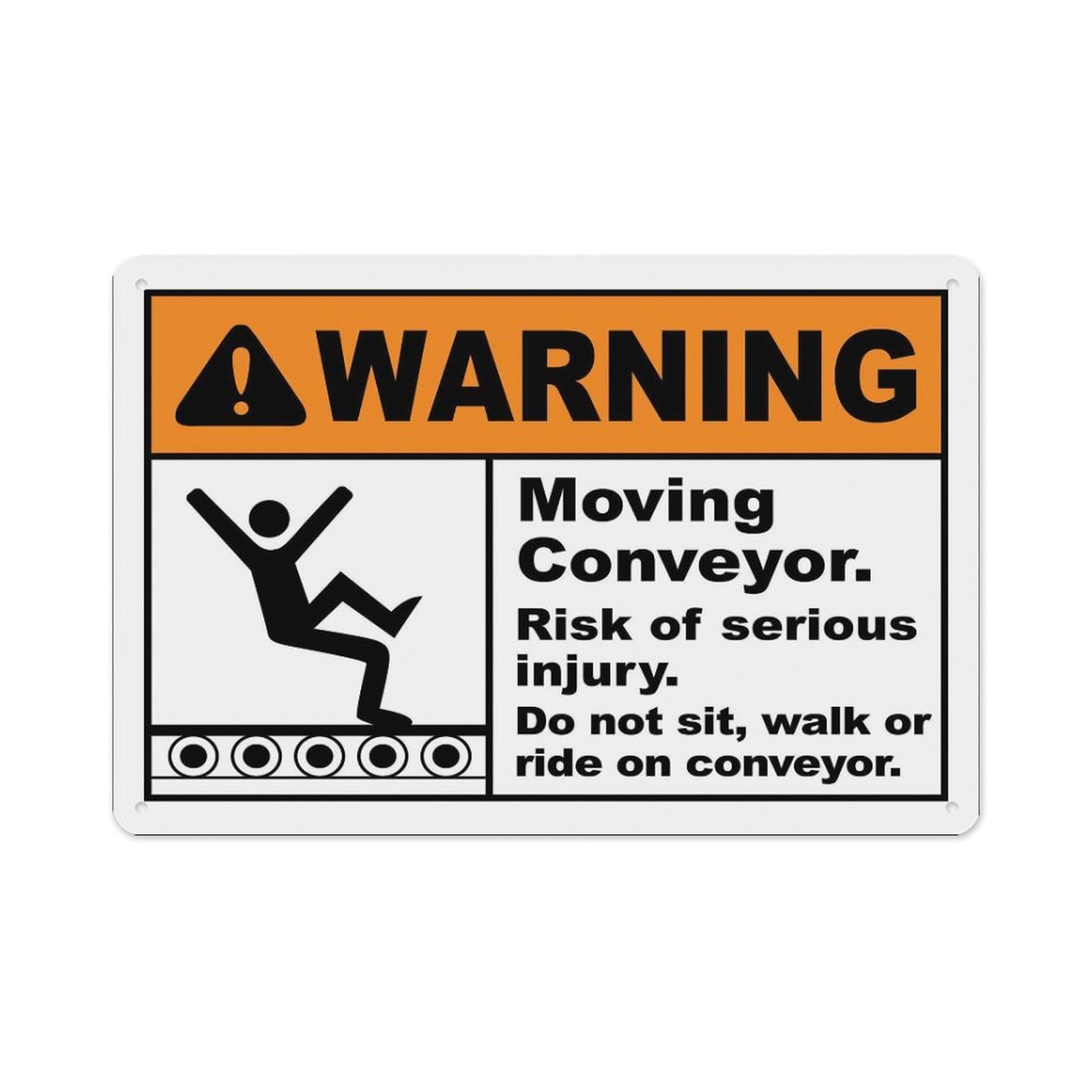 peiyeety Warning Moving Conveyor Risk of Serious Injury Sign Aluminum Tin Warning Signs for Home Outdoor Garden 12X16 Inches
