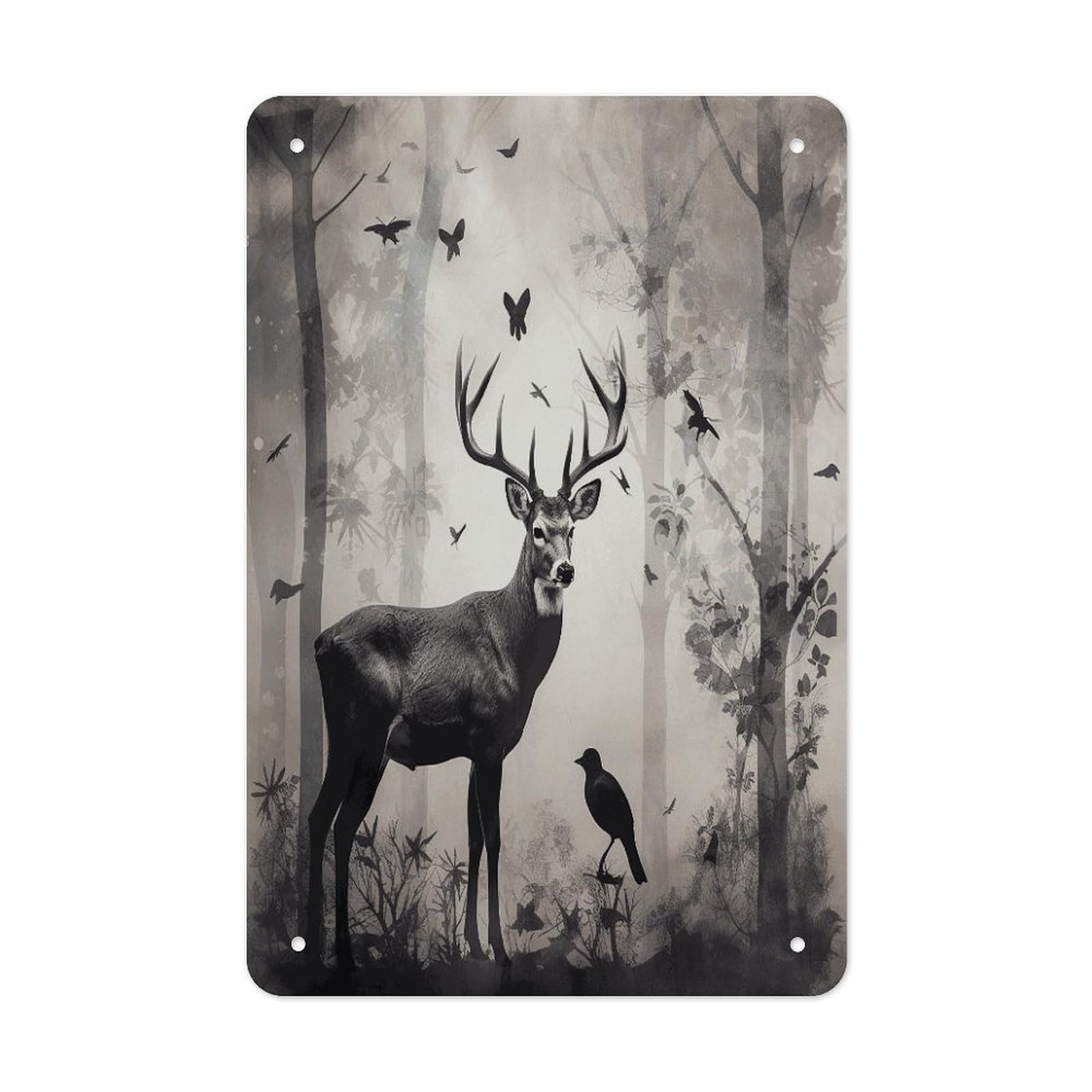 Btcowzrv Style Hunting Silhouette Of Deer Metal Tin Sign Wall Decor Hanging Plaque