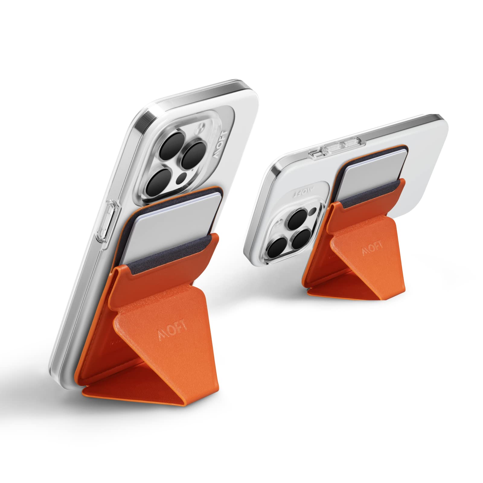 MOFT Magsafe Wallet Magentic Phone Stand for iPhone 15 14 13 12 Series, Foldable Vegan Leather Card Holder with 3 Adjustable Viewing Angles, MagSafe Accessories, Nude