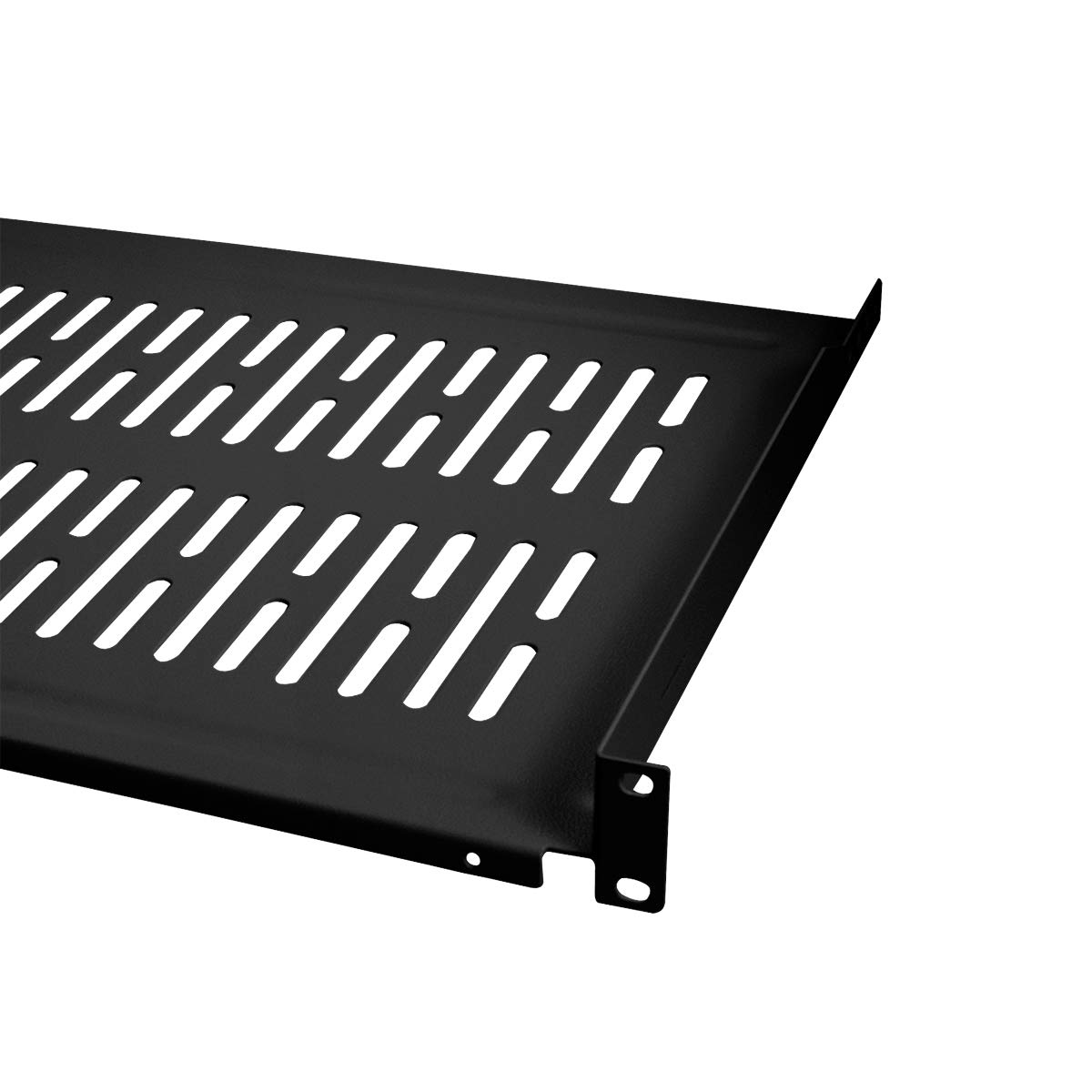 LogiLink SF1C45B - 19" Einschubfach (1 HE) für Stand-, Serverschränke mit Mind. 450mm Tiefe, max. 10kg Tragkraft, Schwarz
