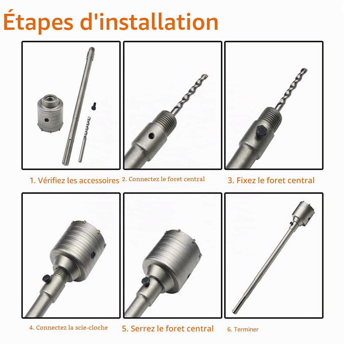 Meccion Scie à Cloche Trépan Béton avec Adaptateur SDS Plus 110 mm, Pour Brique Béton Ciment Pierre (110mm+110mm SDS Plus Adaptateur)