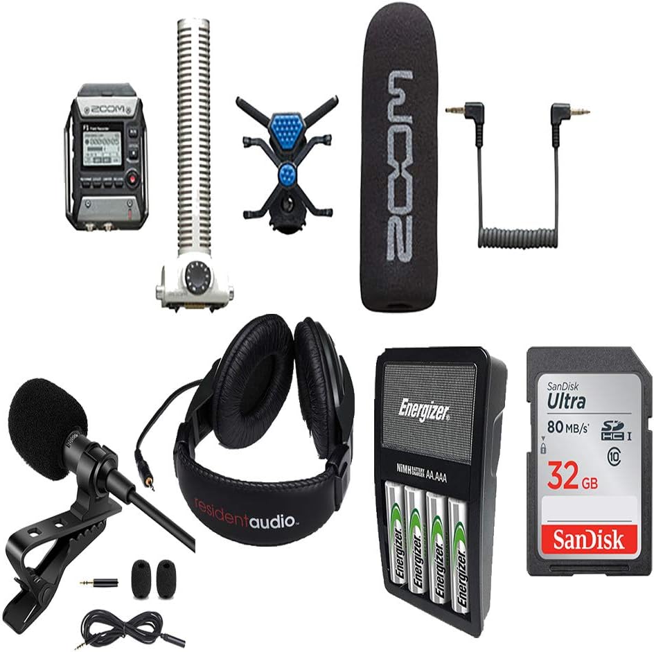 Zoom F1SP Field Recorder + Shotgun Mic Pack,Lavalier Mic