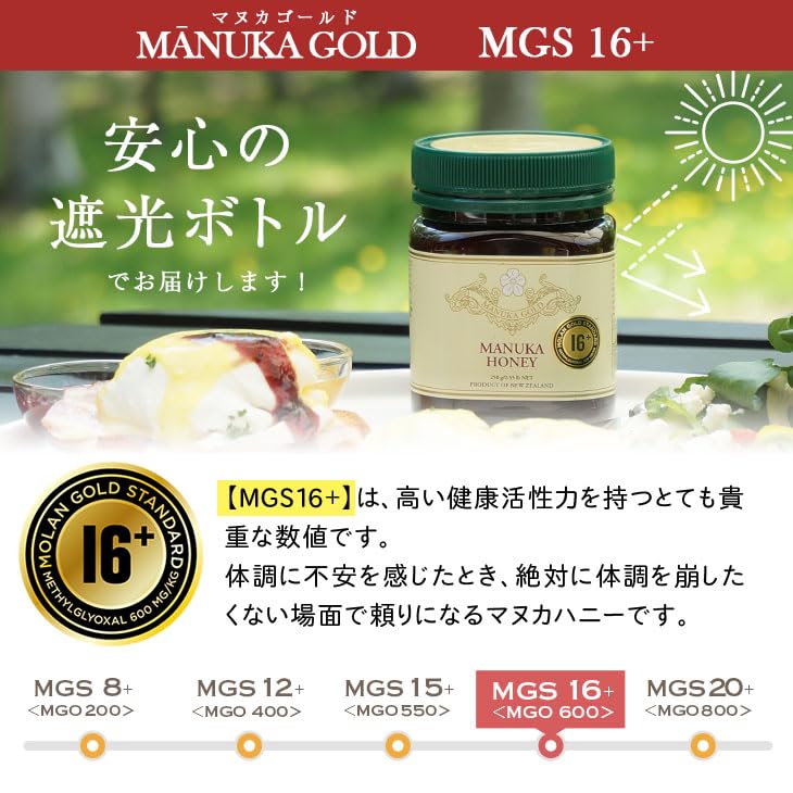 Amazon | マヌカハニー 16+ MG600+ 500g MGS認定書 分析書付き 生