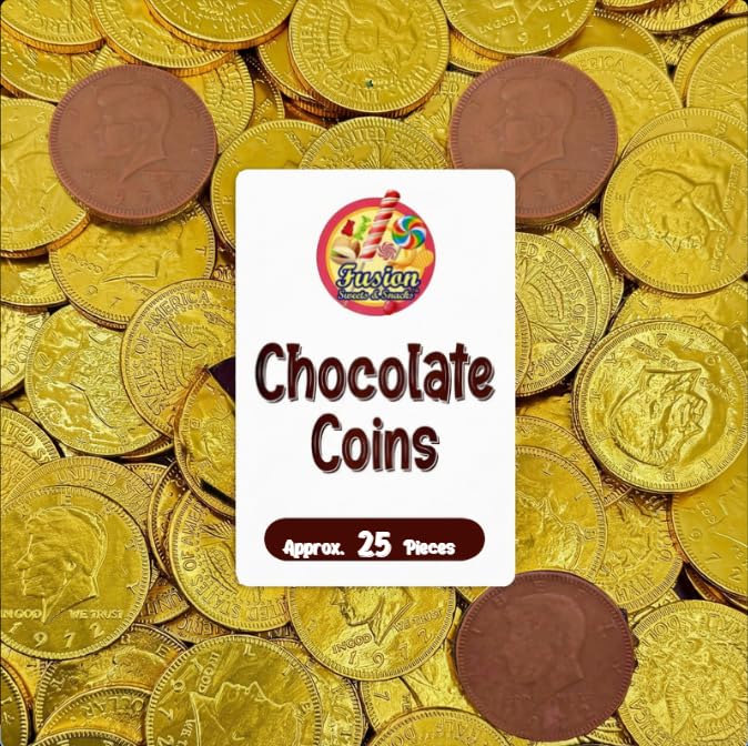 Gold Candy Coins, 25 Count | Smooth Gourmet Milk Chocolate Half Dollar Coins for Holidays, Parties, Birthdays & Celebrations | Crafted from Premium