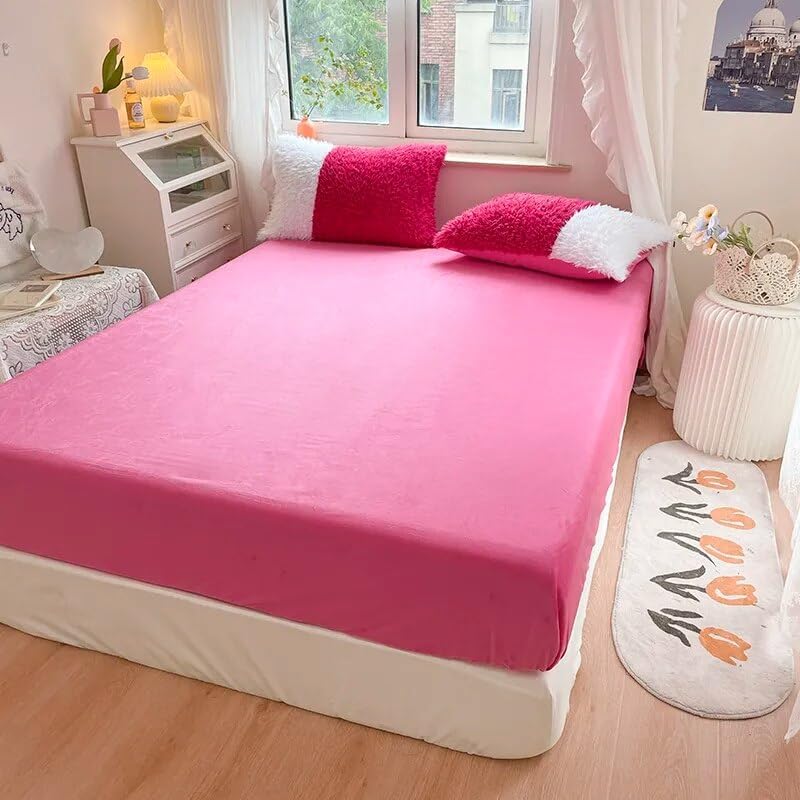 Miniatura 4 de HASMI Juego de ropa de cama de invierno de doble color de felpa, juego de cama suave y cálido, grueso, funda de edredón de ropa de cama, sábana