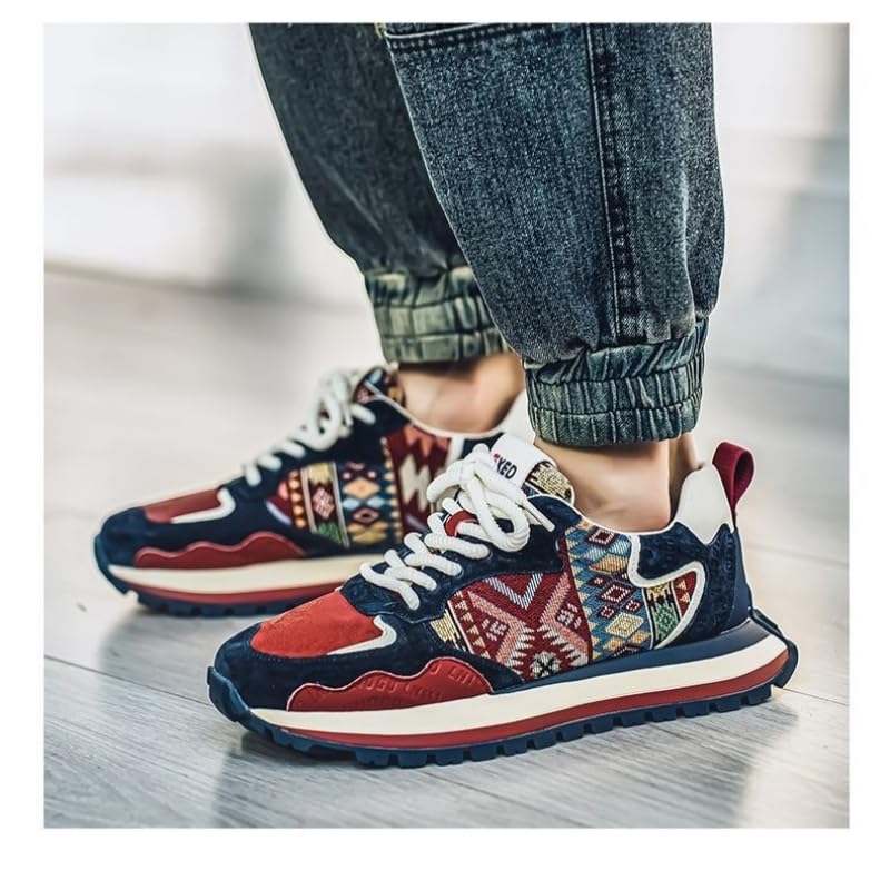 Men's Embroidered Fashion Sneakers, Low top lace-up Casual Shoes, Suitable for All Seasons4