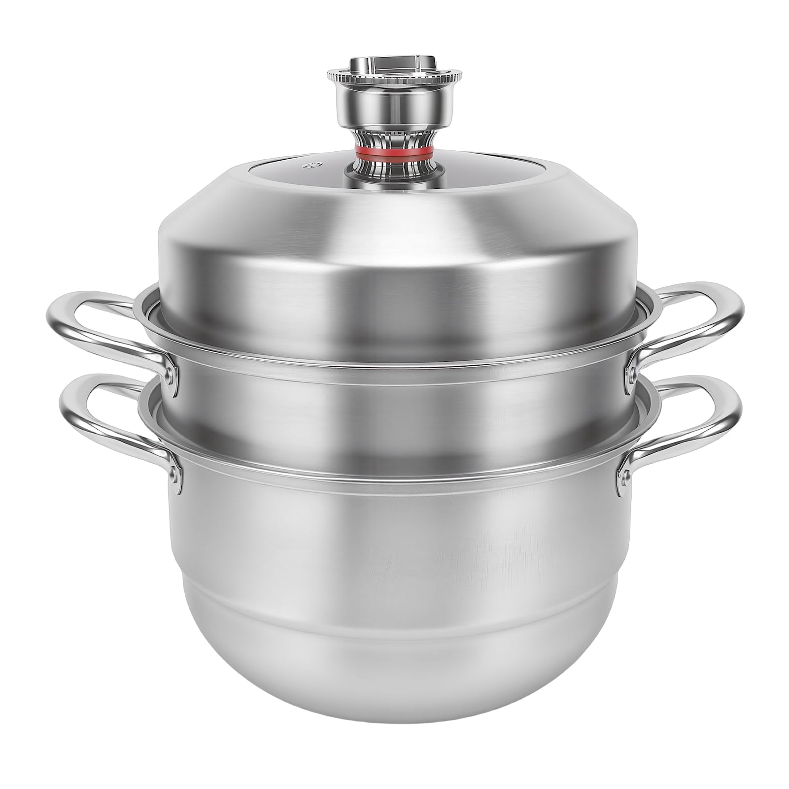 PUSOKEI Olla de de 3 Capas de Acero Inoxidable con Temporizador para Cocina de Inducción, Olla de Cocción Multifunción de Gran Capacidad para Uso Familiar