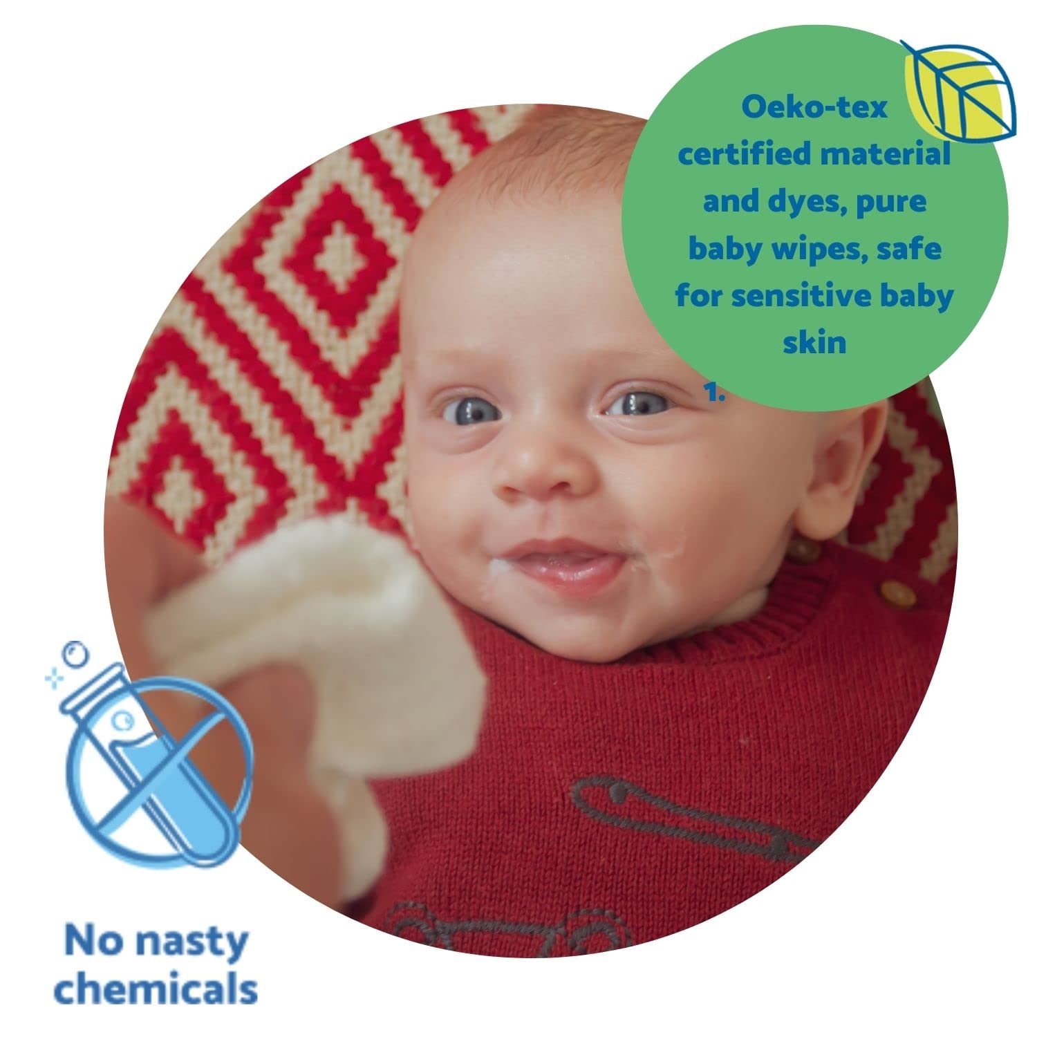 Cheeky Wipes - Lot de 25 lingettes pour bébé en coton épais bio de qualité supérieure - 15 x 15 cm