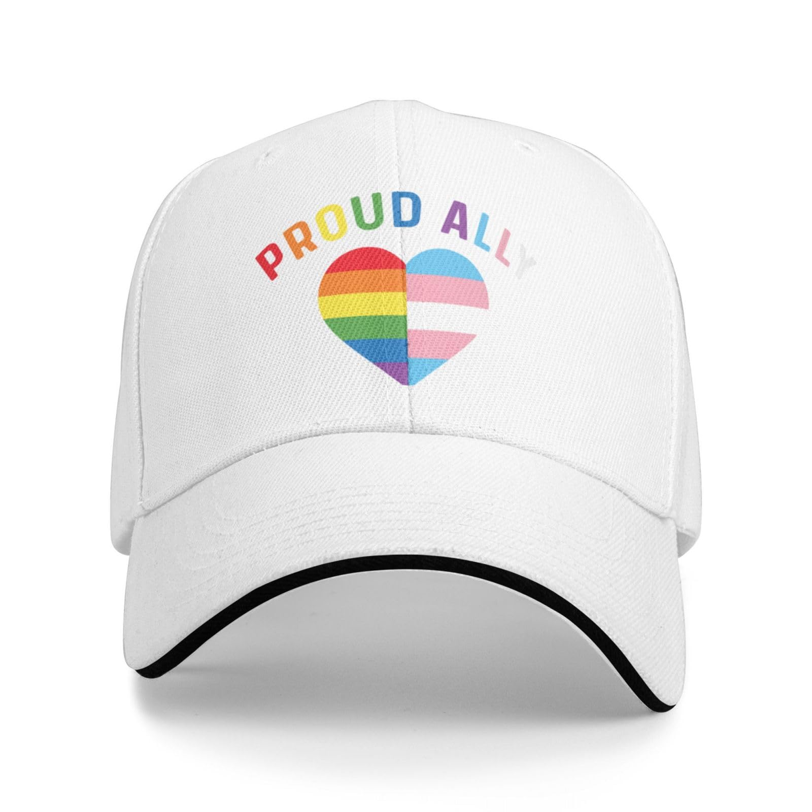 Melbrakin Proud Ally Mom LGBT Transgender Gifts LGBTQ Pride Baseball Cap Dad Hat Trucker Hats for Men Womenn White