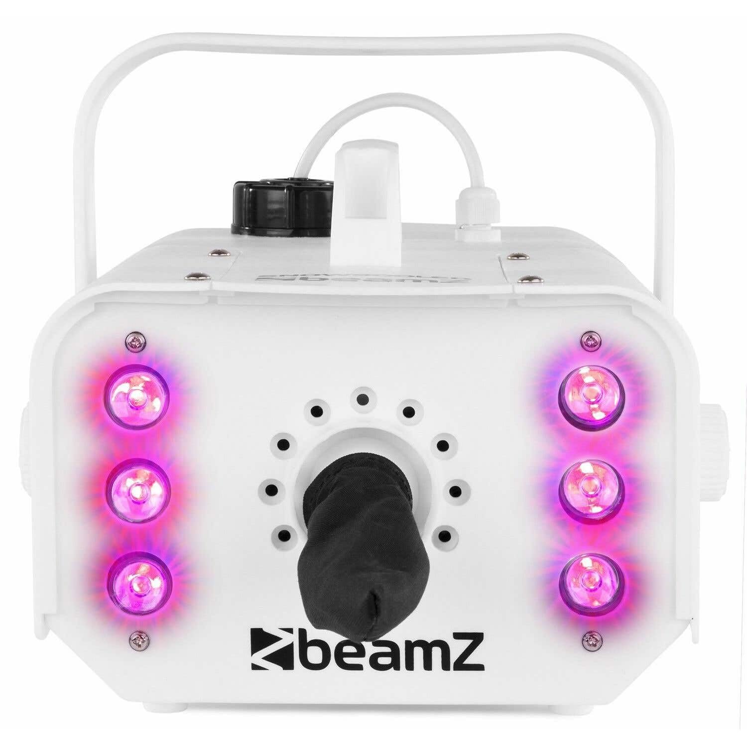 beamZ Snow 900 LED Schneemaschine Schneekanone Effektmaschine (900 Watt, farbig, RGW LEDs, 1 Liter Tank, Fernbedienung, Tragebügel) weiß