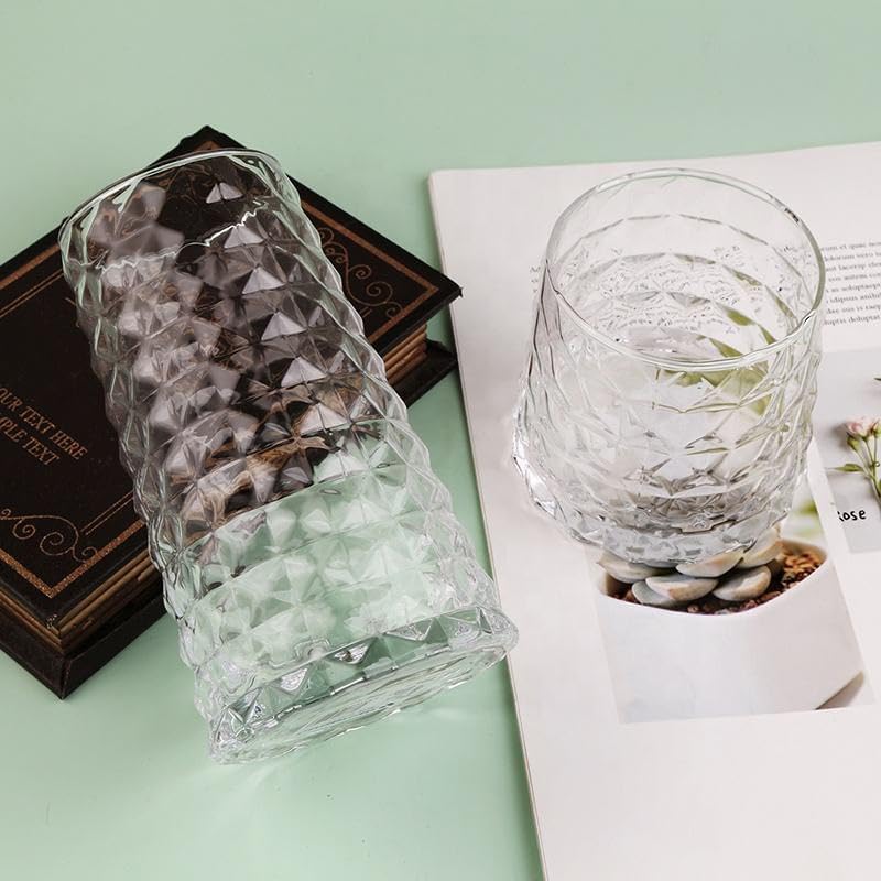Image of Premium 450ML Water - Juice Glasses Drinking Glasses Set of 4, Highball Lead-Free Glasses, Tumblers for Water, Juice, Beer, Cocktail and Mixed Drinks (Daimond Cut Glass - A, Set of 4)