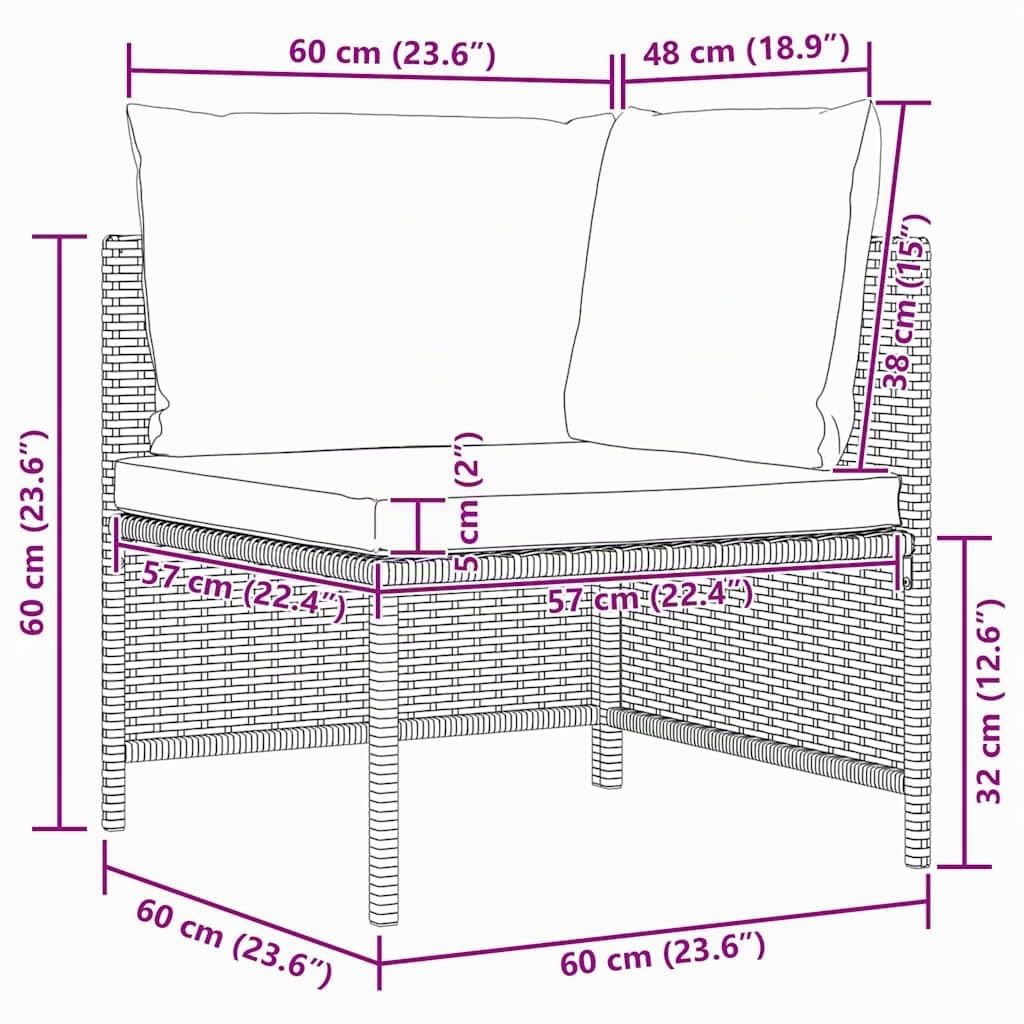 vidaXL Sofá de Jardín de 3 Plazas con Cojines Mobiliario Muebles Exterior Patio Terraza Hogar Silla Asiento Suave Estable Ratán Sintético Gris