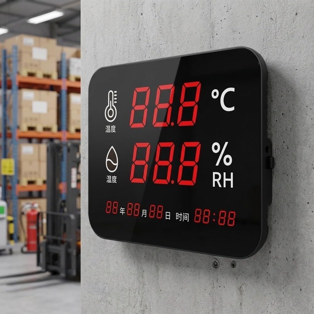 Termómetro higrómetro industrial -40 hasta 80 °C LED pared