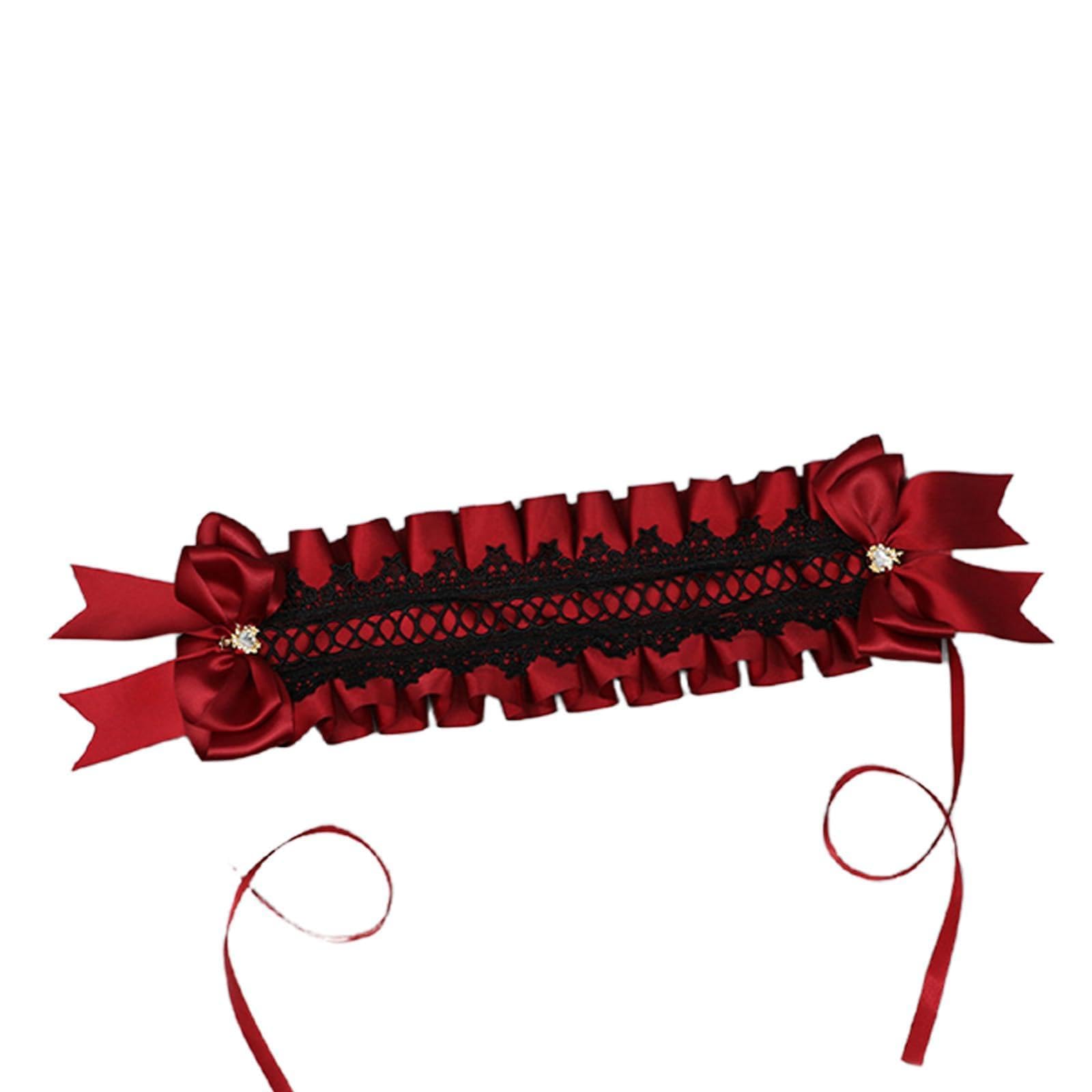 Fentency Lace Headbands Cosplay Bow Hairbands Dark Ribbon Headwear Makeup Washing Face Hairbands Birthday Party